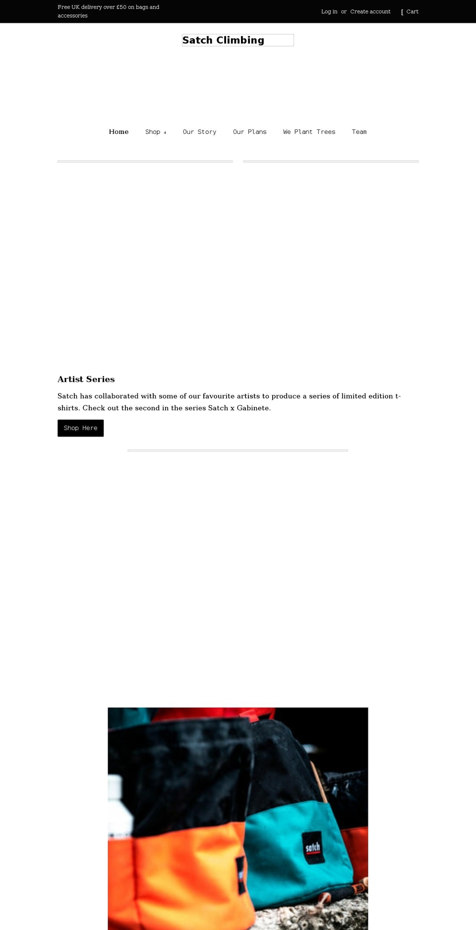 satchclimbing.com shopify website screenshot
