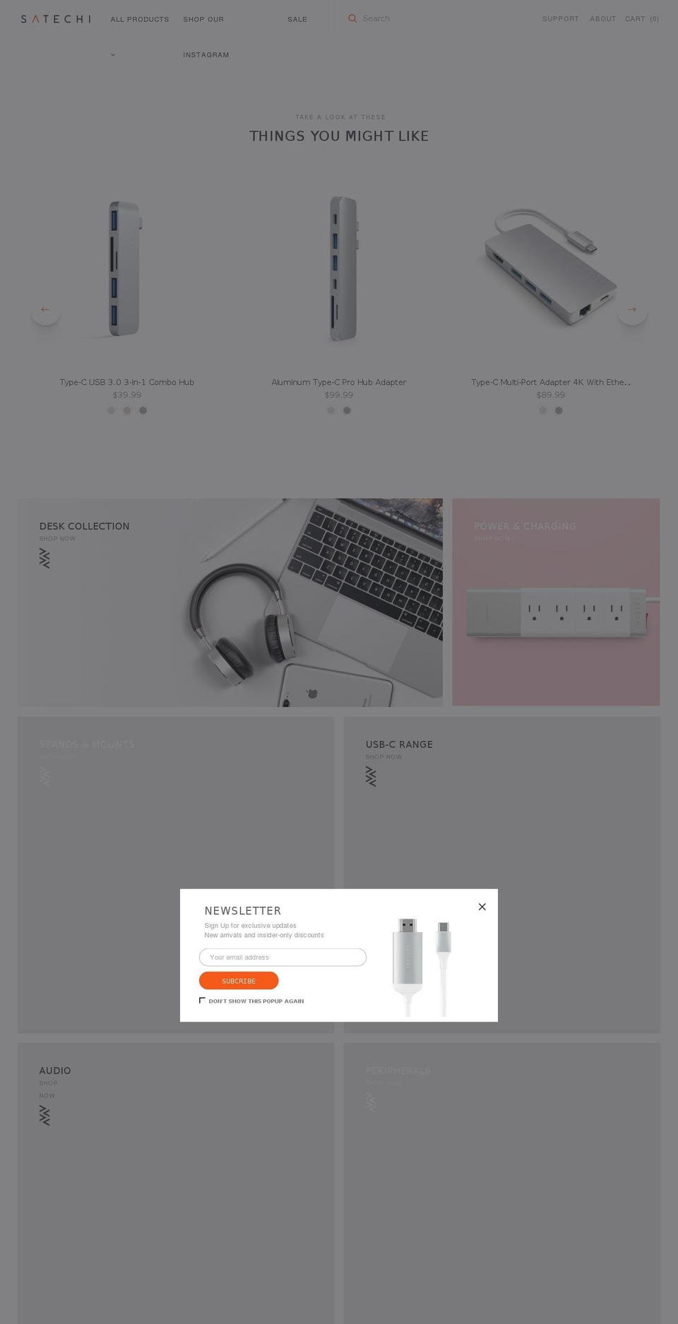 Satechi_Live Shopify theme site example satechi.com