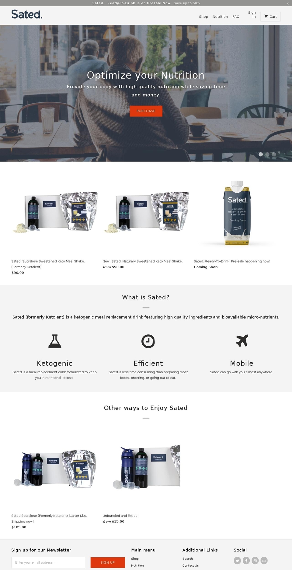 sated.com shopify website screenshot