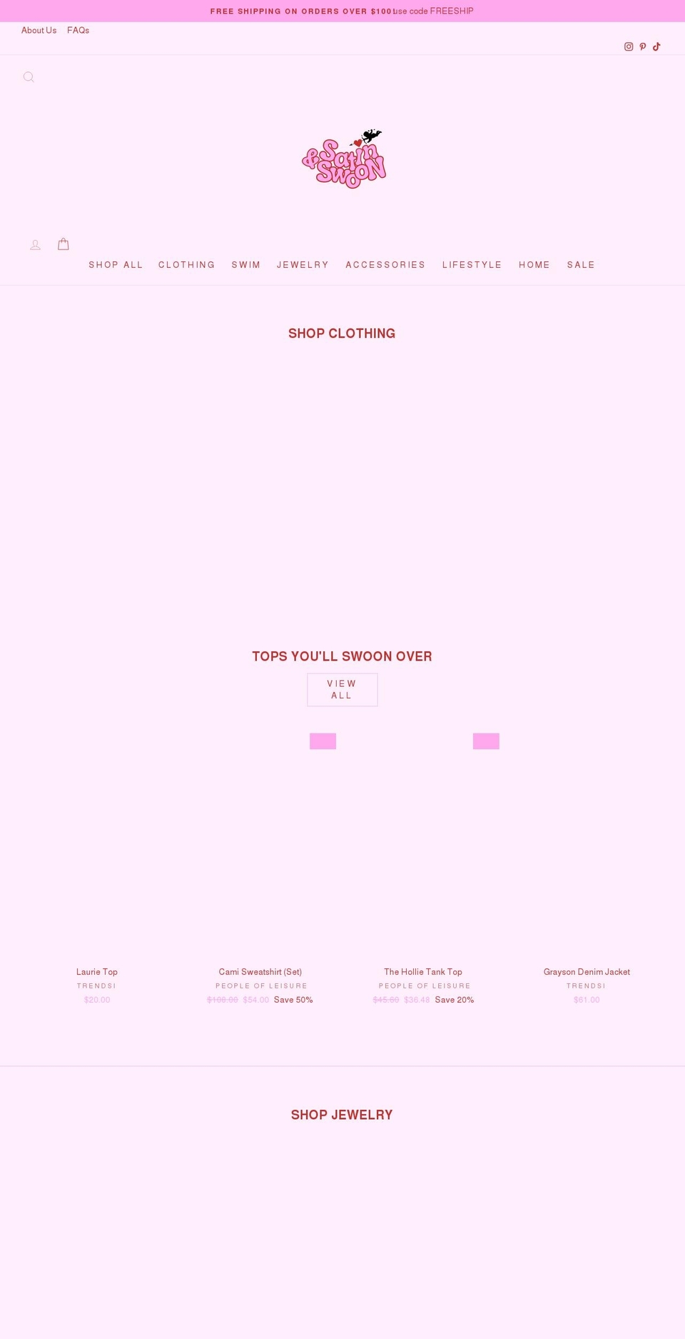 satinandswoon.com shopify website screenshot