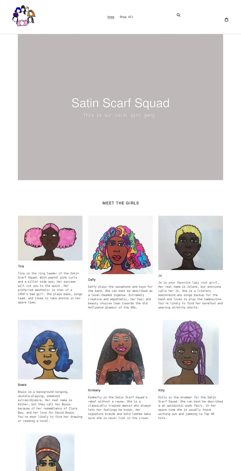 satinscarfsquad.com shopify website screenshot