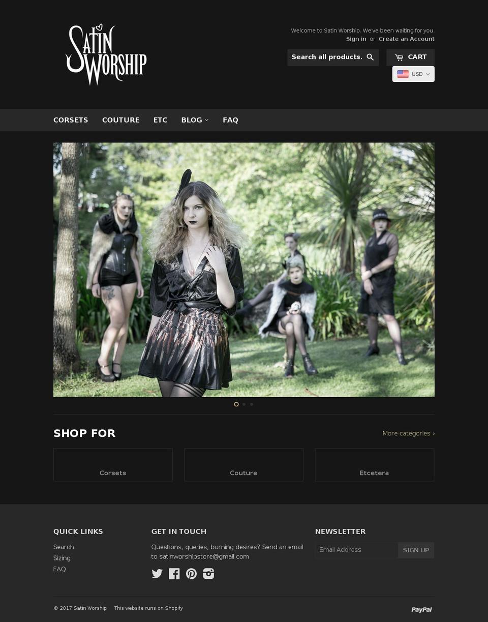 satinworship.com shopify website screenshot