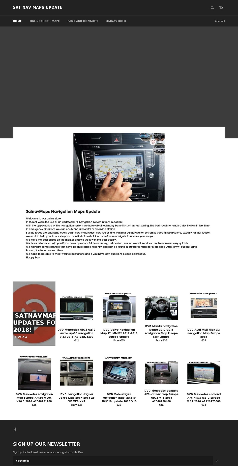 satnav-maps.com shopify website screenshot