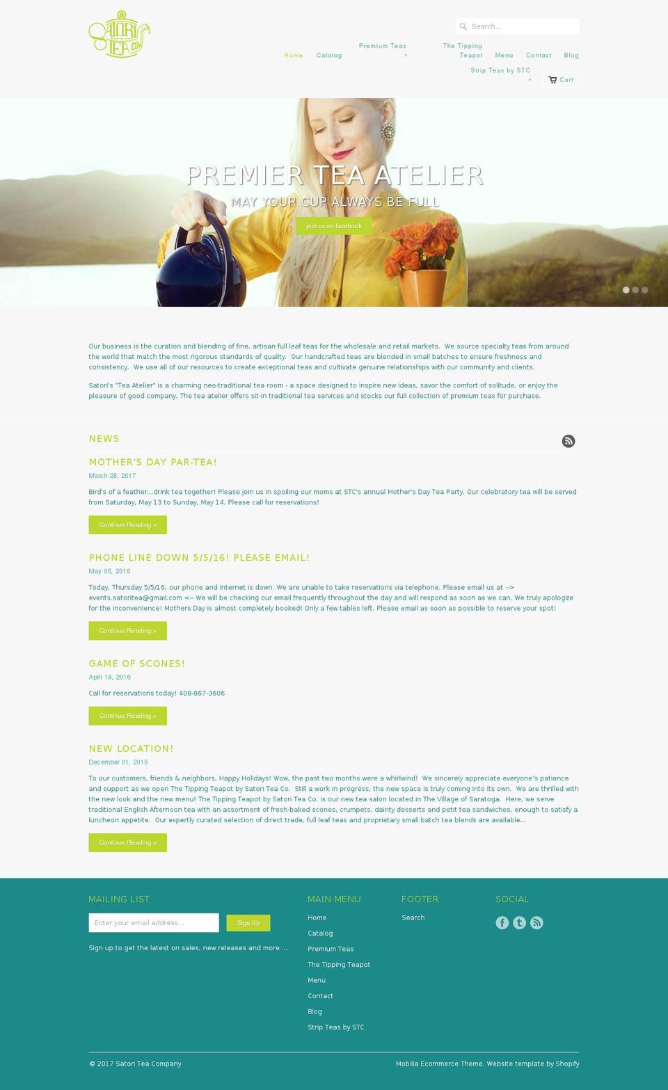 satoriteasj.com shopify website screenshot