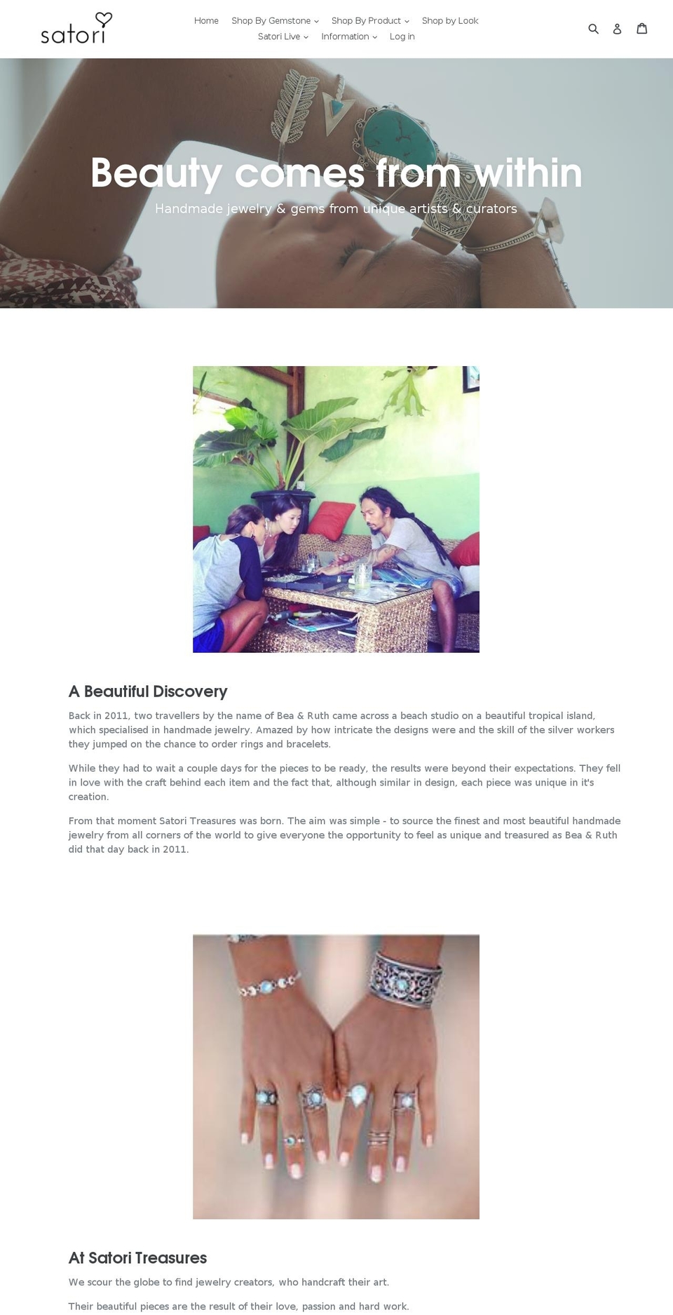 satoritreasures.com shopify website screenshot