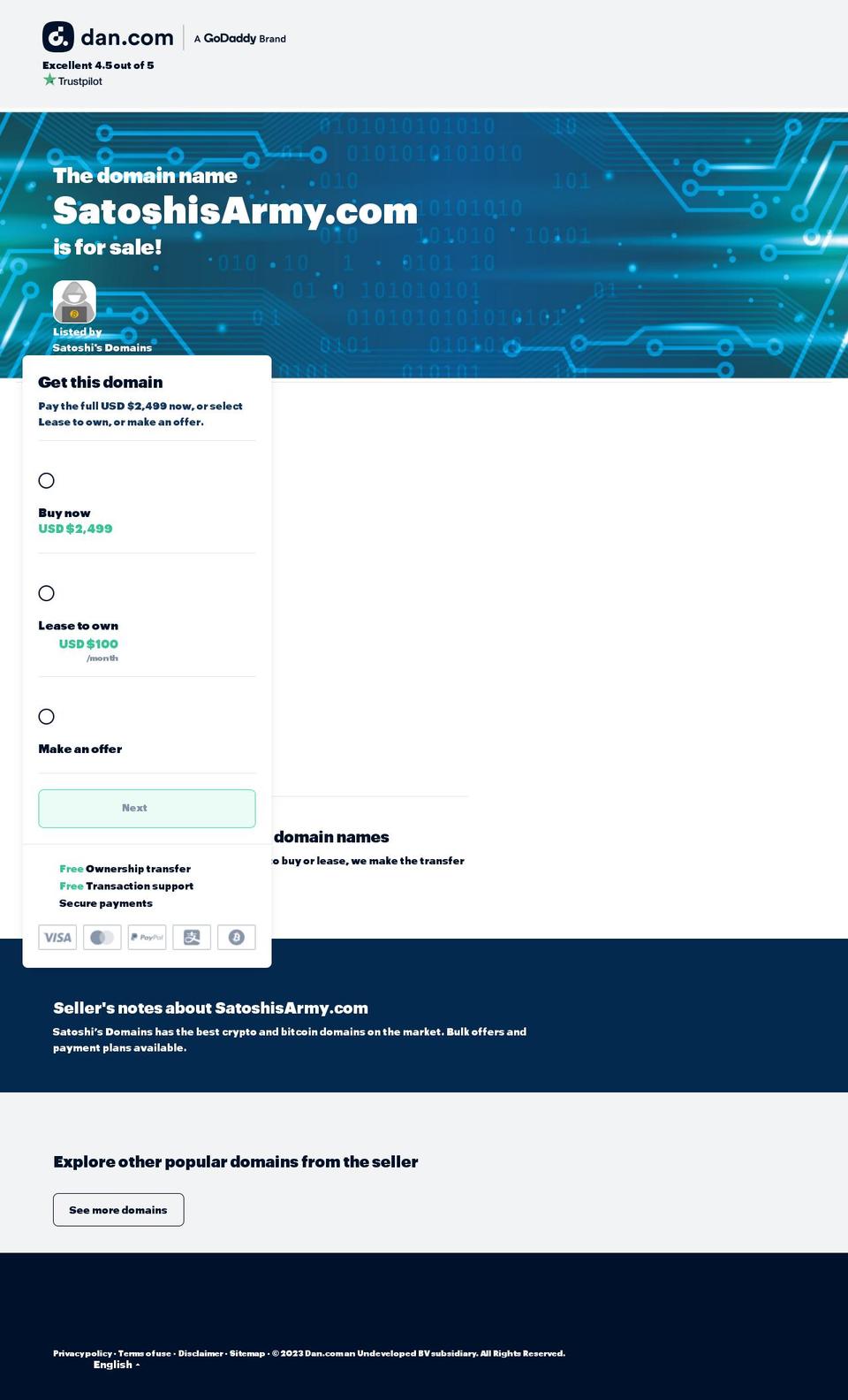 satoshisarmy.com — Shopify storefront screenshot
