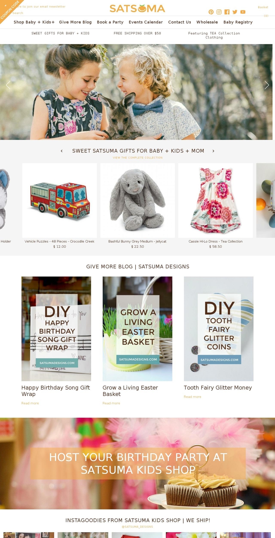 satsumadesigns.com shopify website screenshot