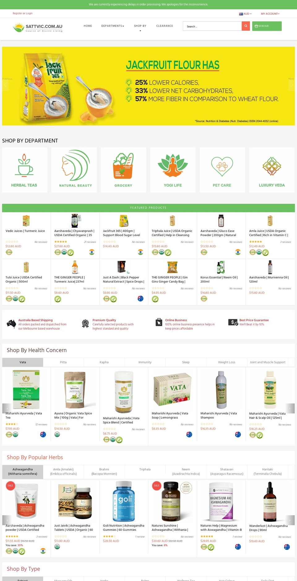 sattvic.com.au shopify website screenshot