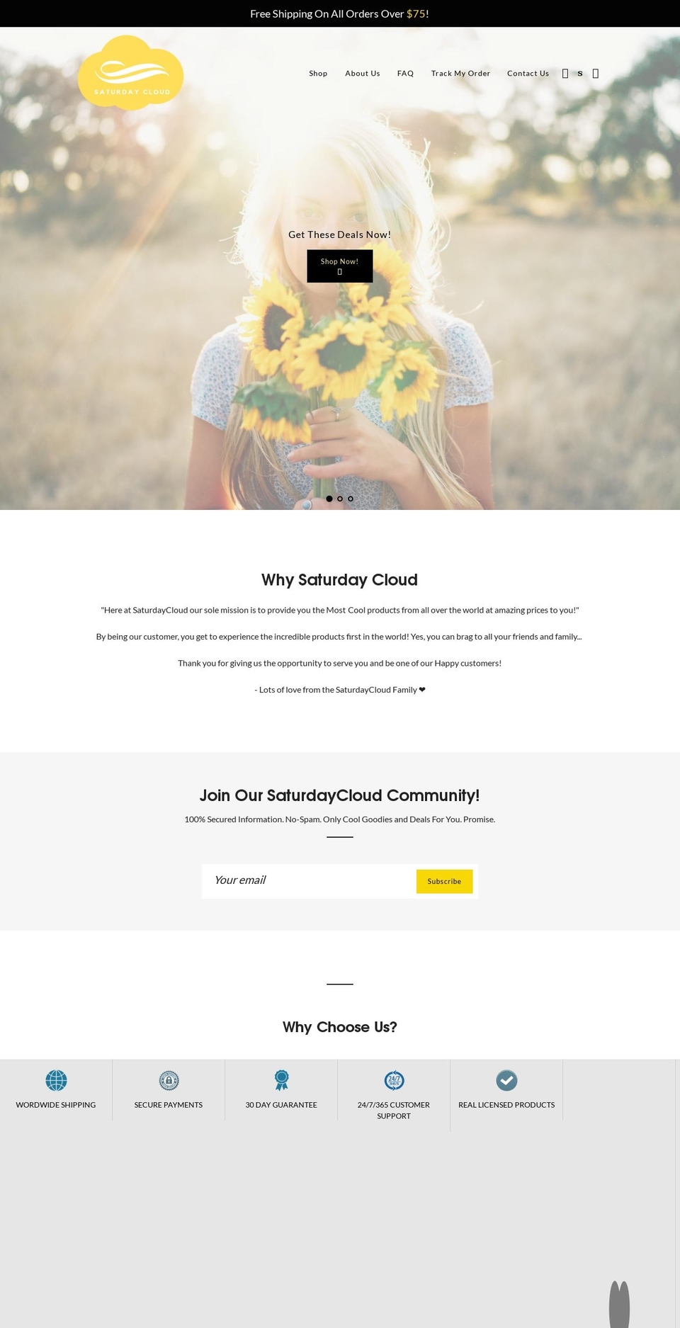 saturdaycloud.com shopify website screenshot