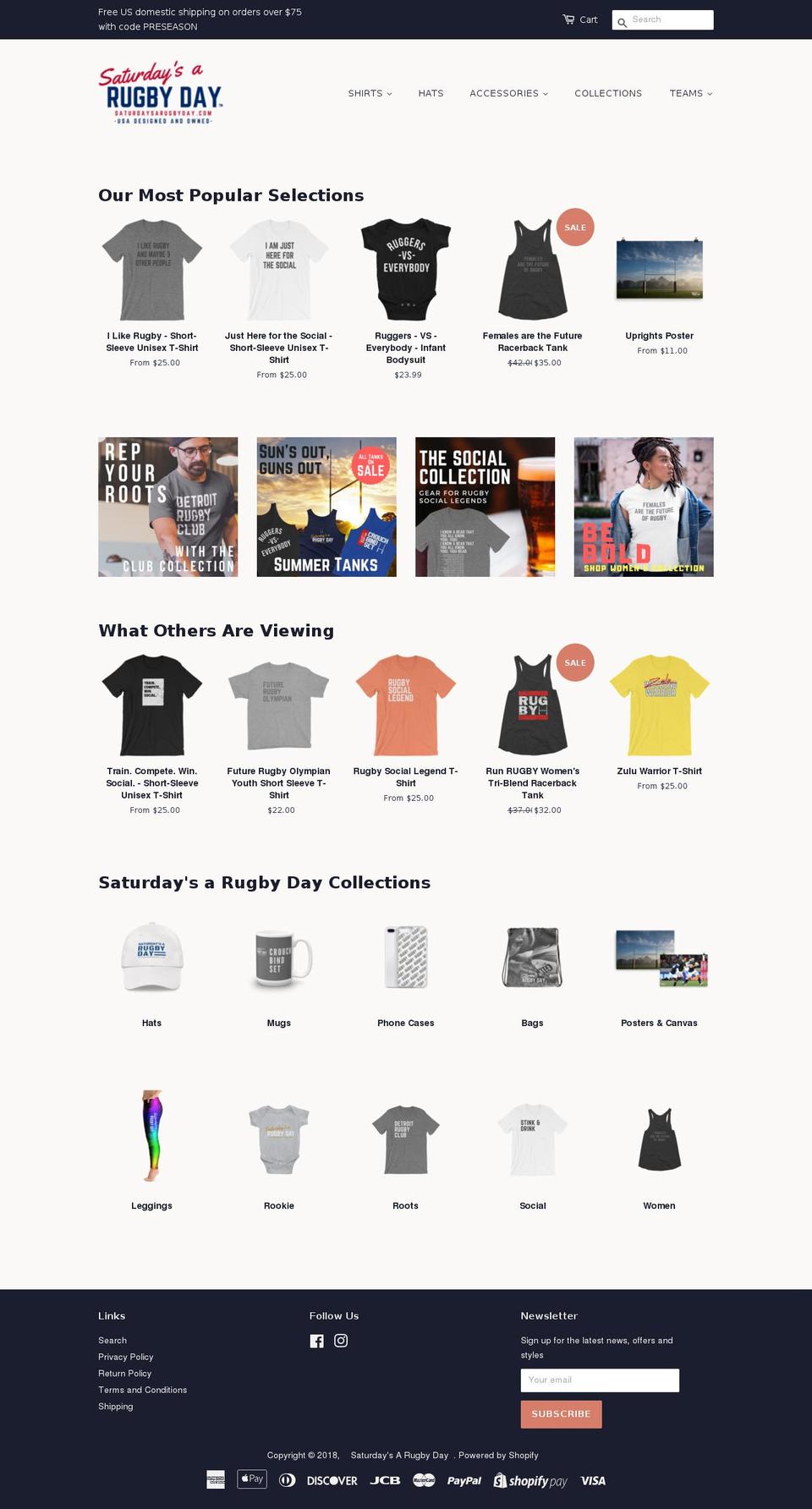 saturdaysarugbyday.com shopify website screenshot