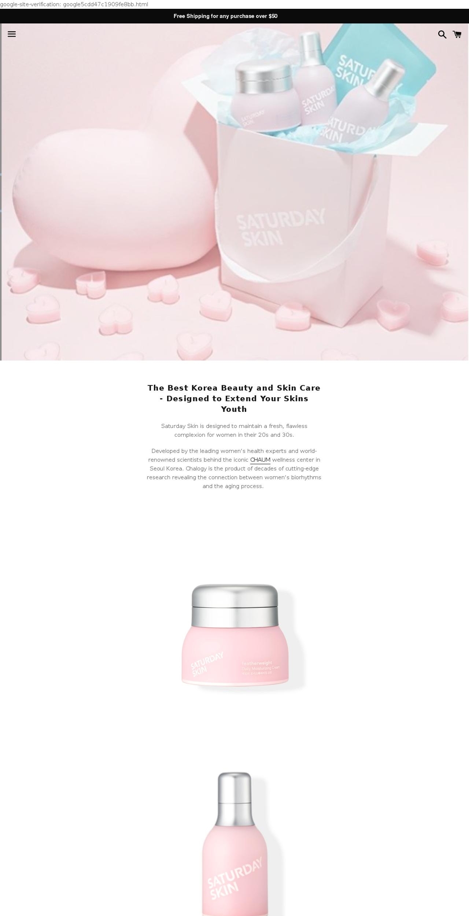 saturdayskin.net shopify website screenshot