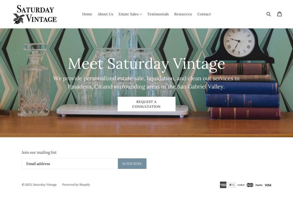 saturdayvintage.com shopify website screenshot