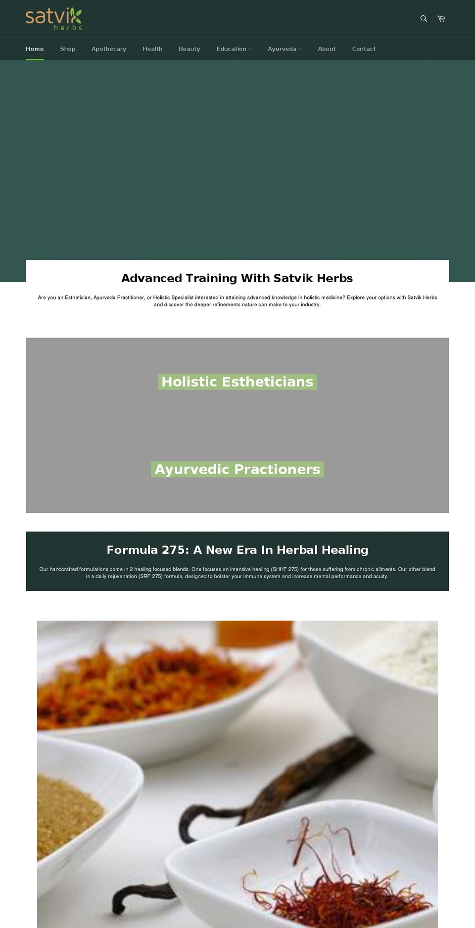 satvikherbs.com shopify website screenshot