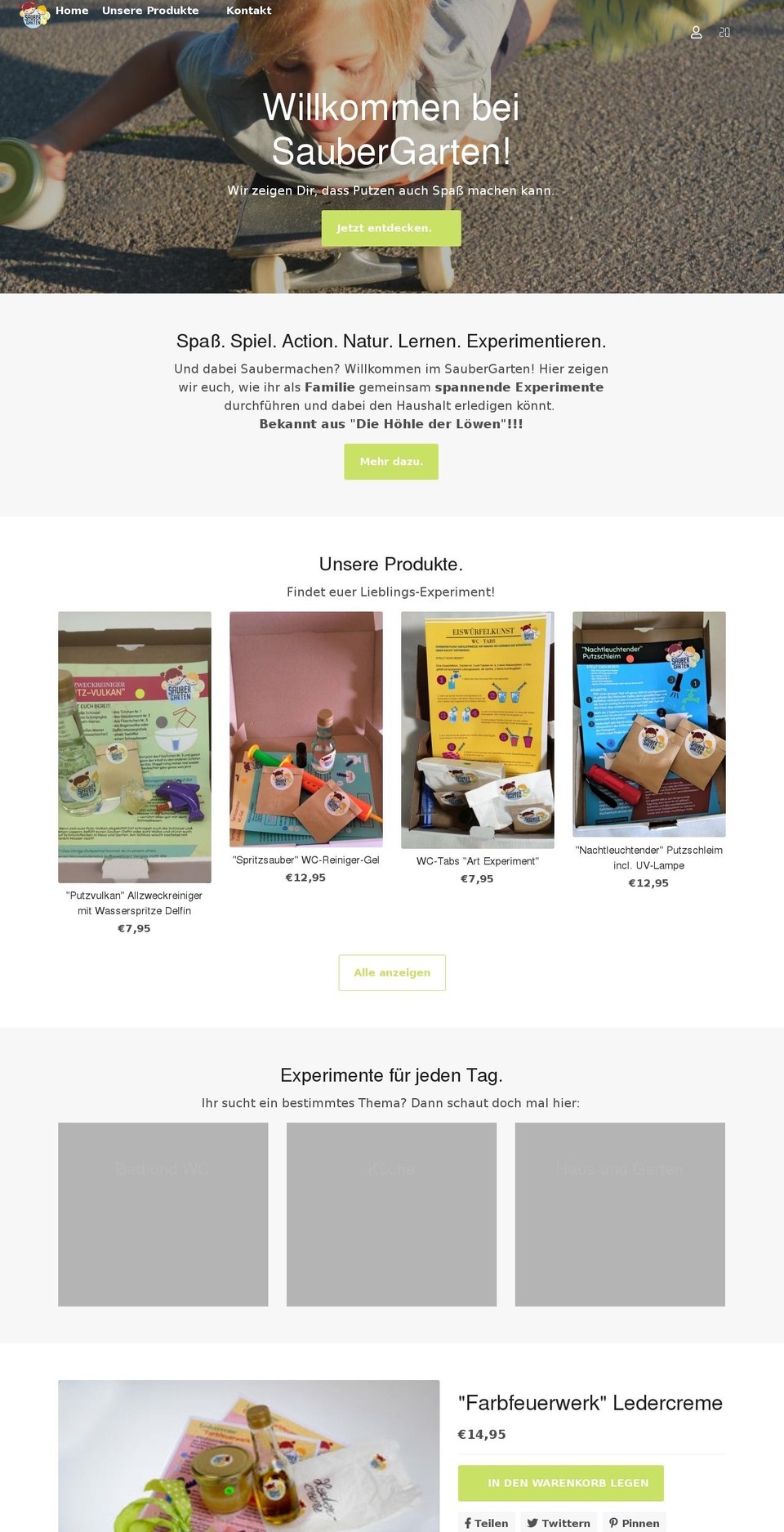 saubergarten.de shopify website screenshot