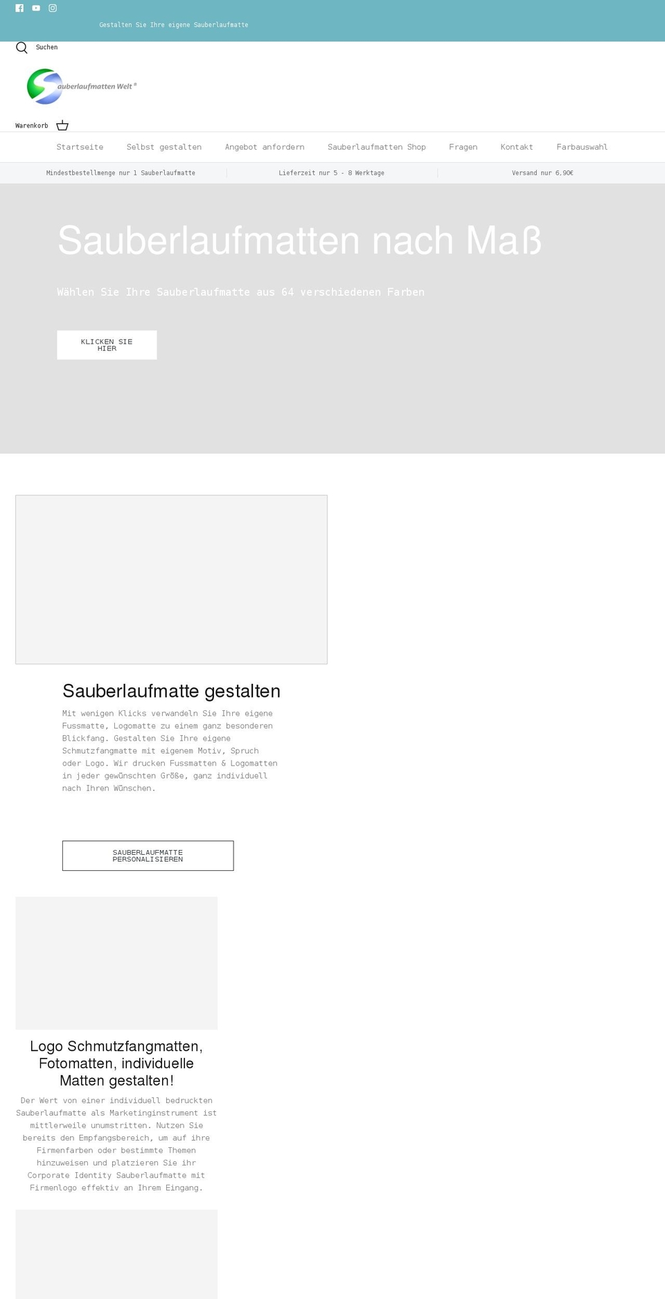 sauberlaufmatten.com shopify website screenshot