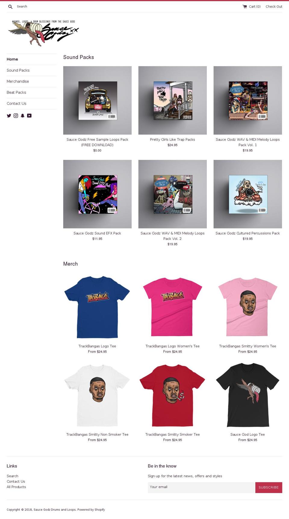 saucegods.com — Shopify storefront screenshot
