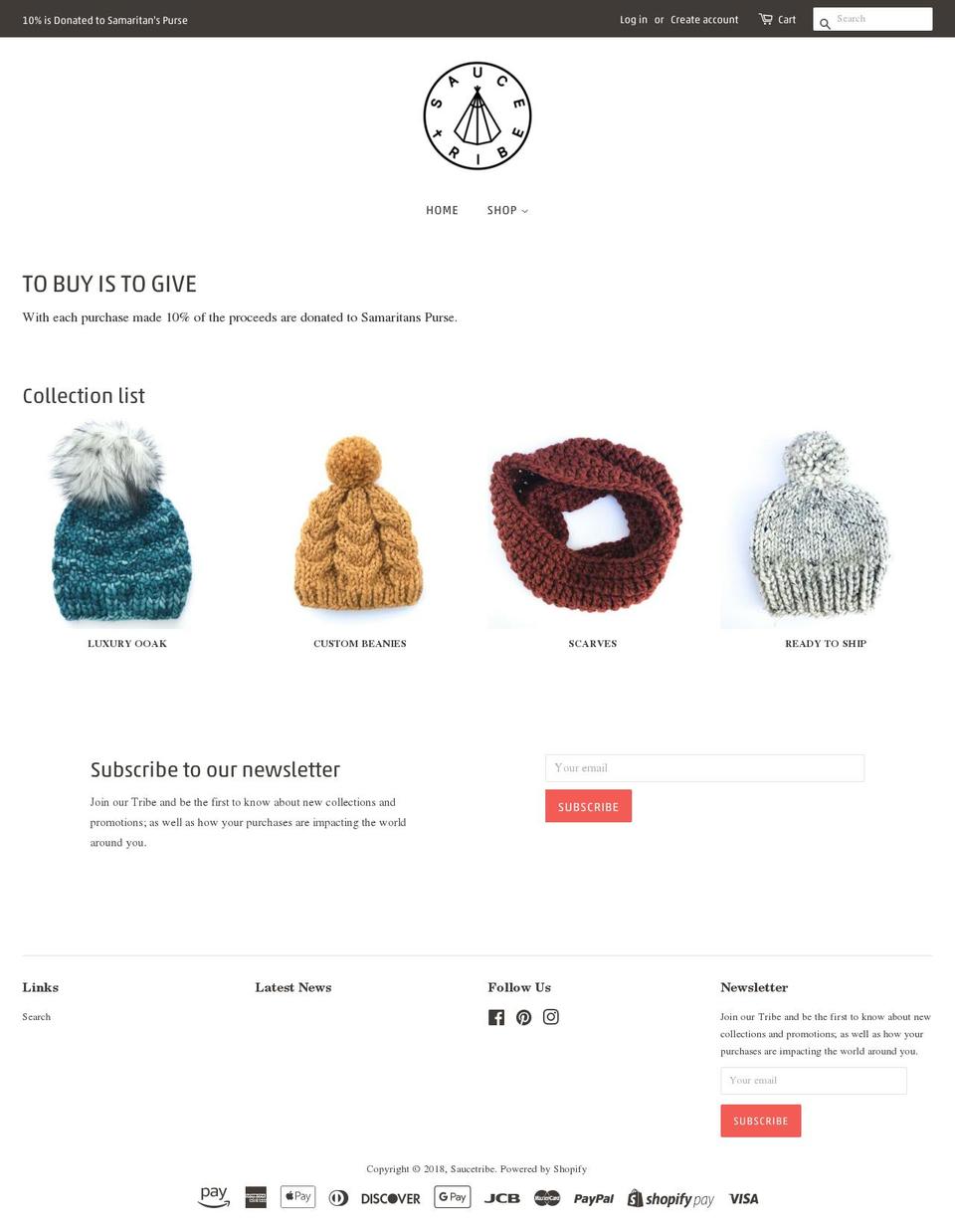 saucetribe.com — Shopify storefront screenshot