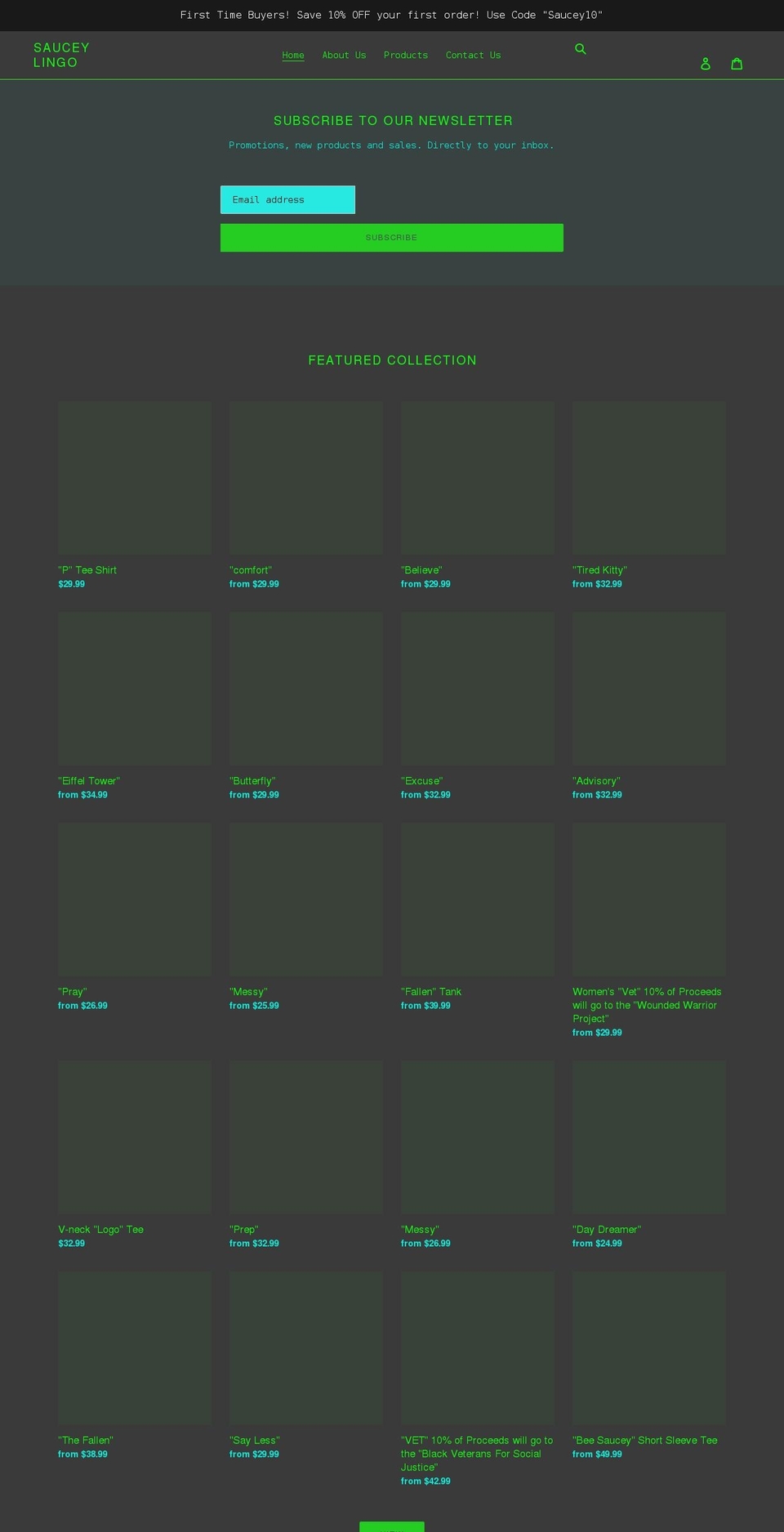 sauceylingo.com shopify website screenshot