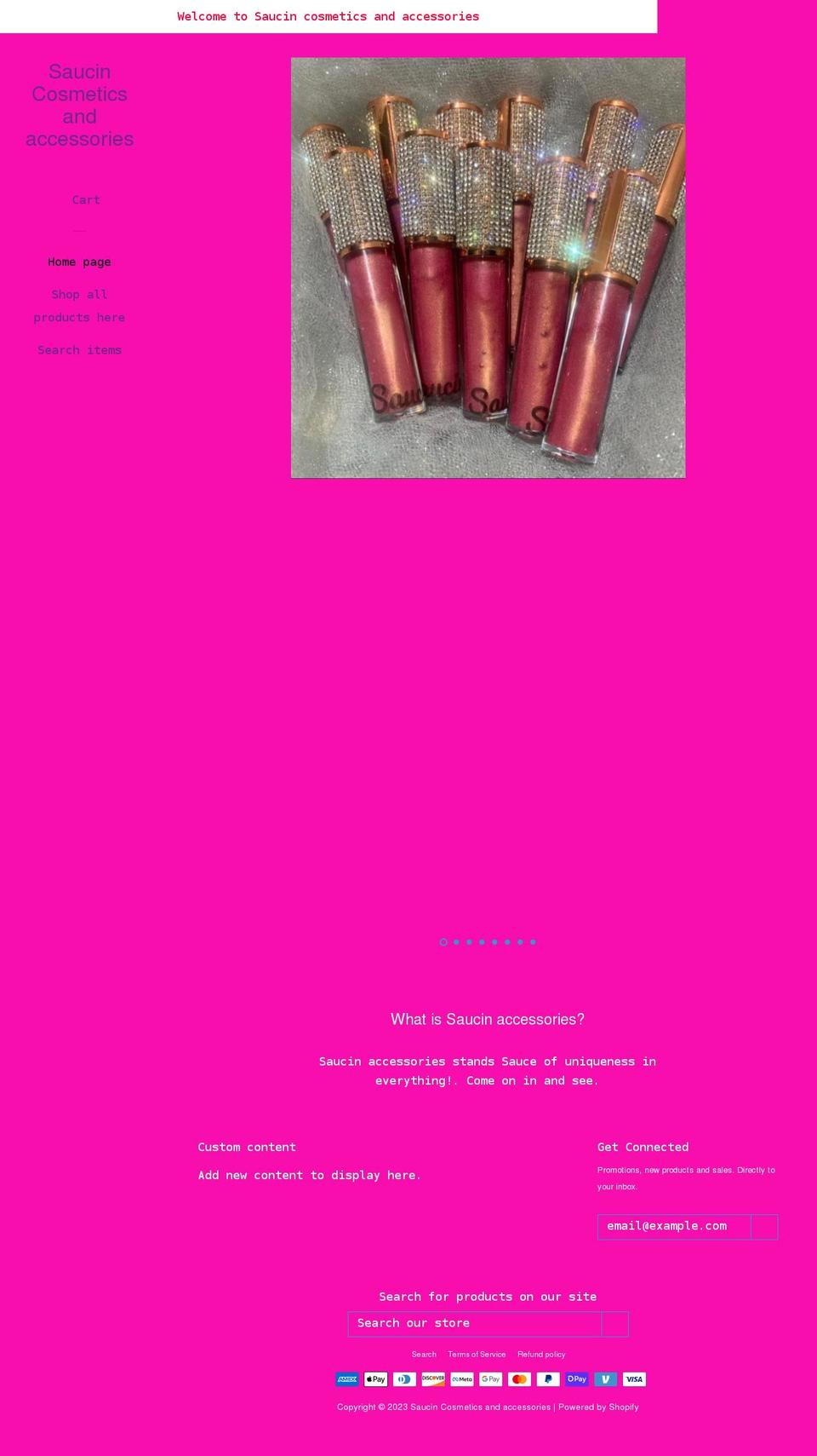 saucincosmetics.com shopify website screenshot