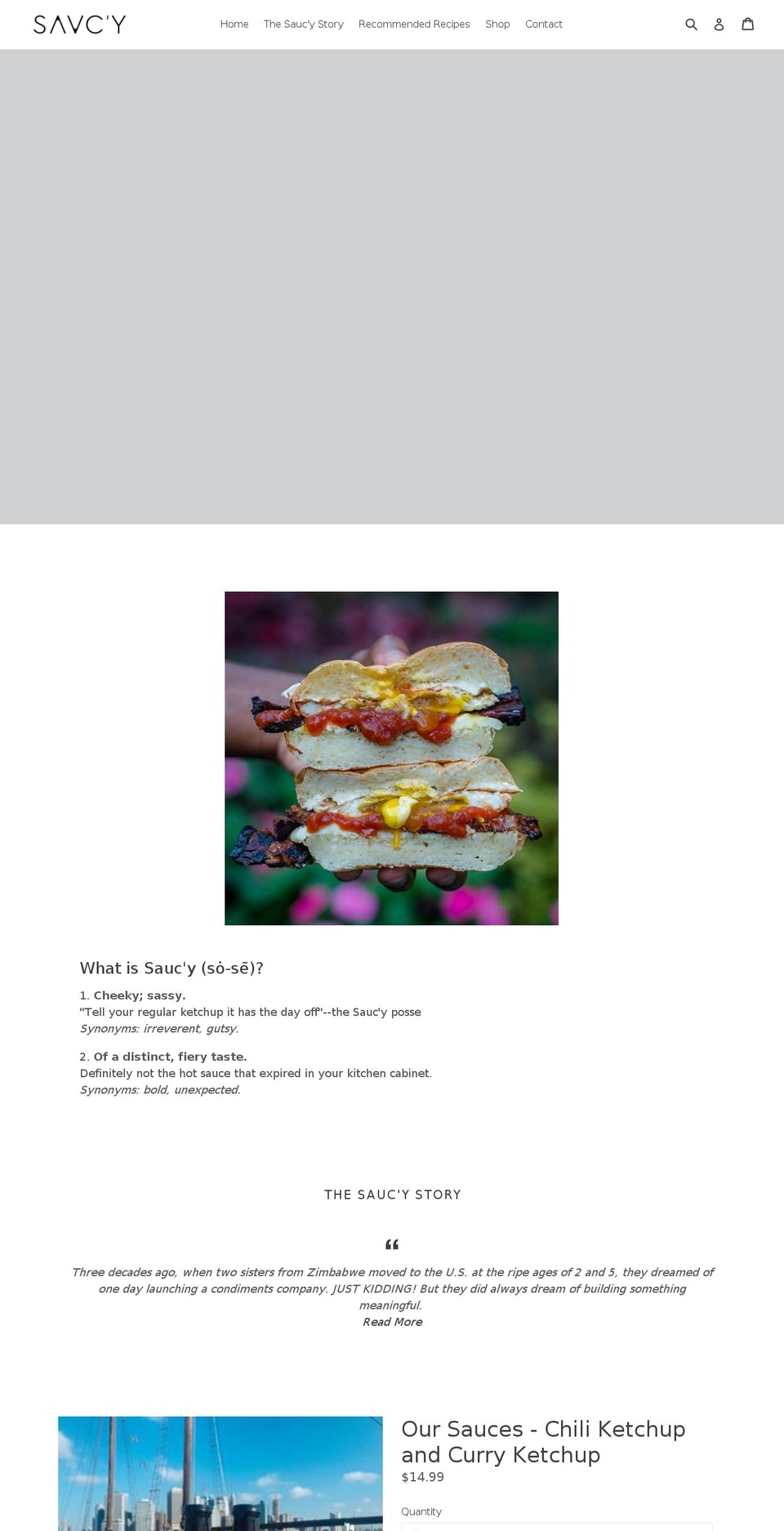 saucyfoods.com shopify website screenshot
