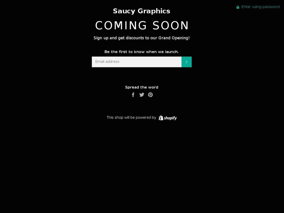 saucygraphics.com — Shopify storefront screenshot