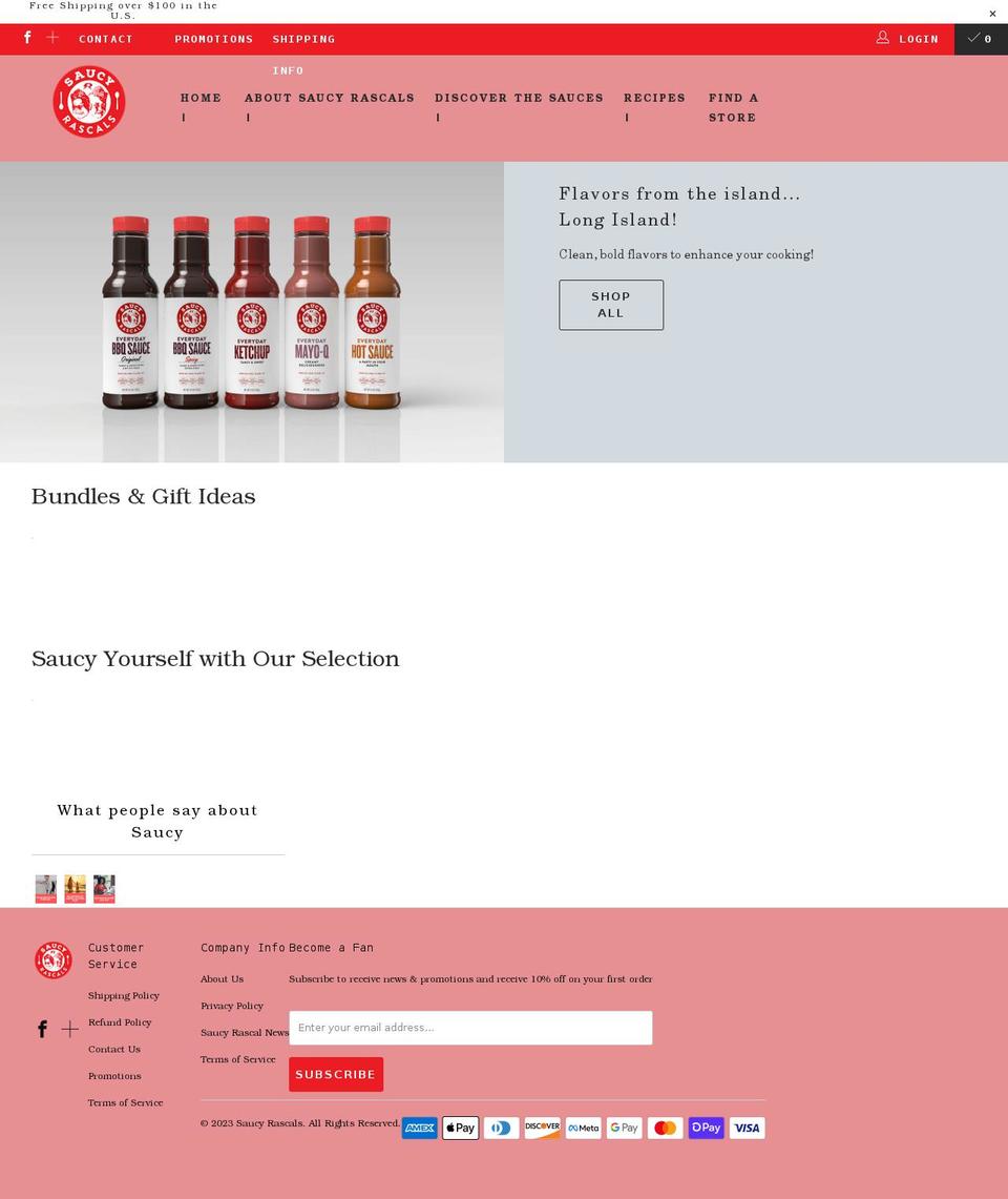 saucyrascals.com shopify website screenshot