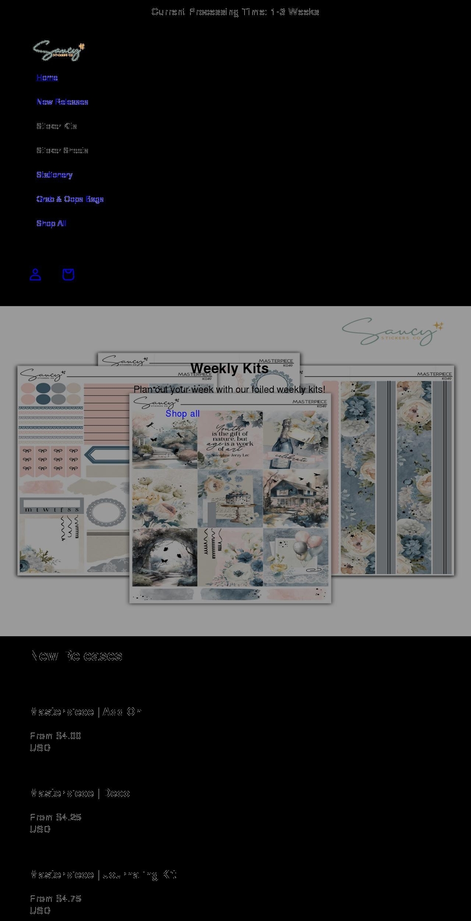 saucystickersco.com — Shopify storefront screenshot