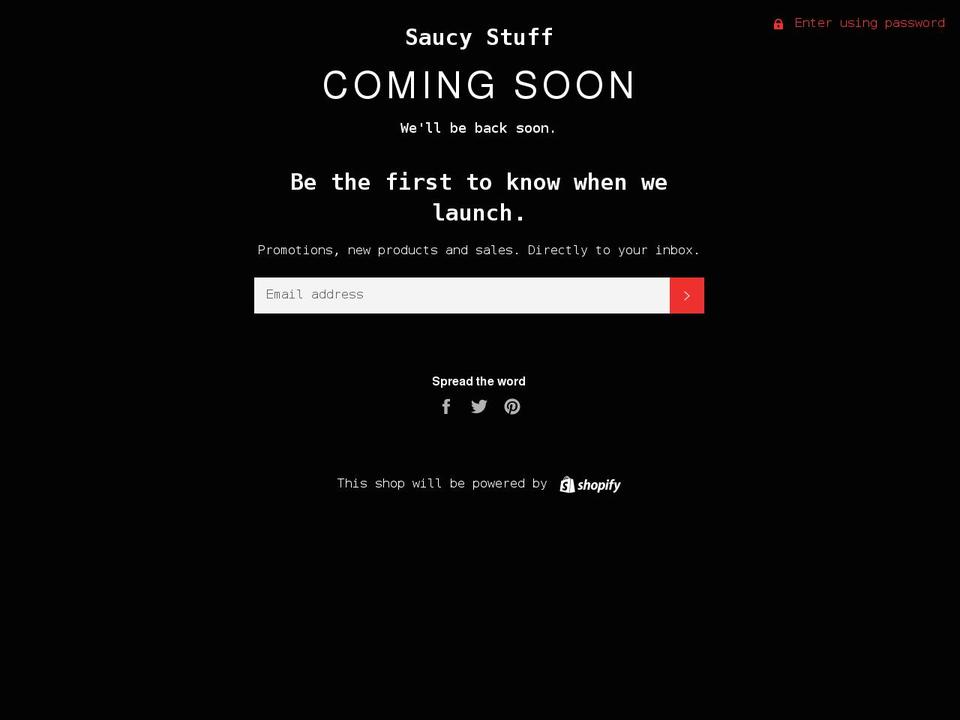 saucystuff.co.uk shopify website screenshot