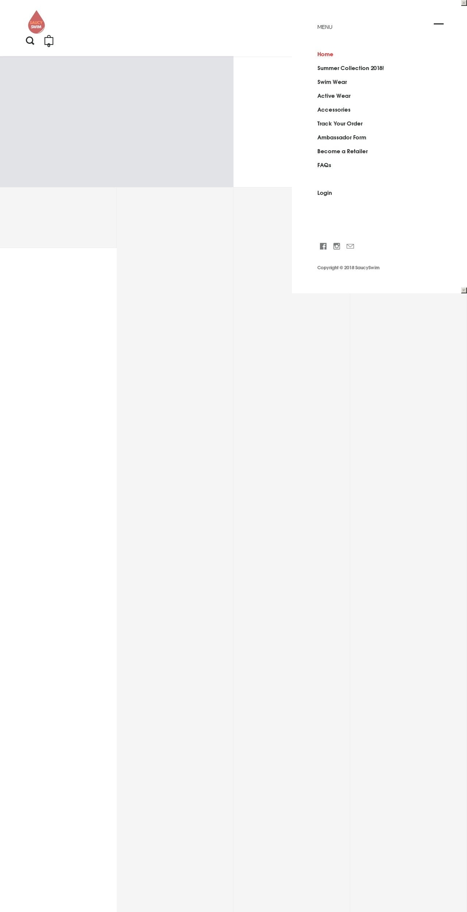 saucyswim.com — Shopify storefront screenshot