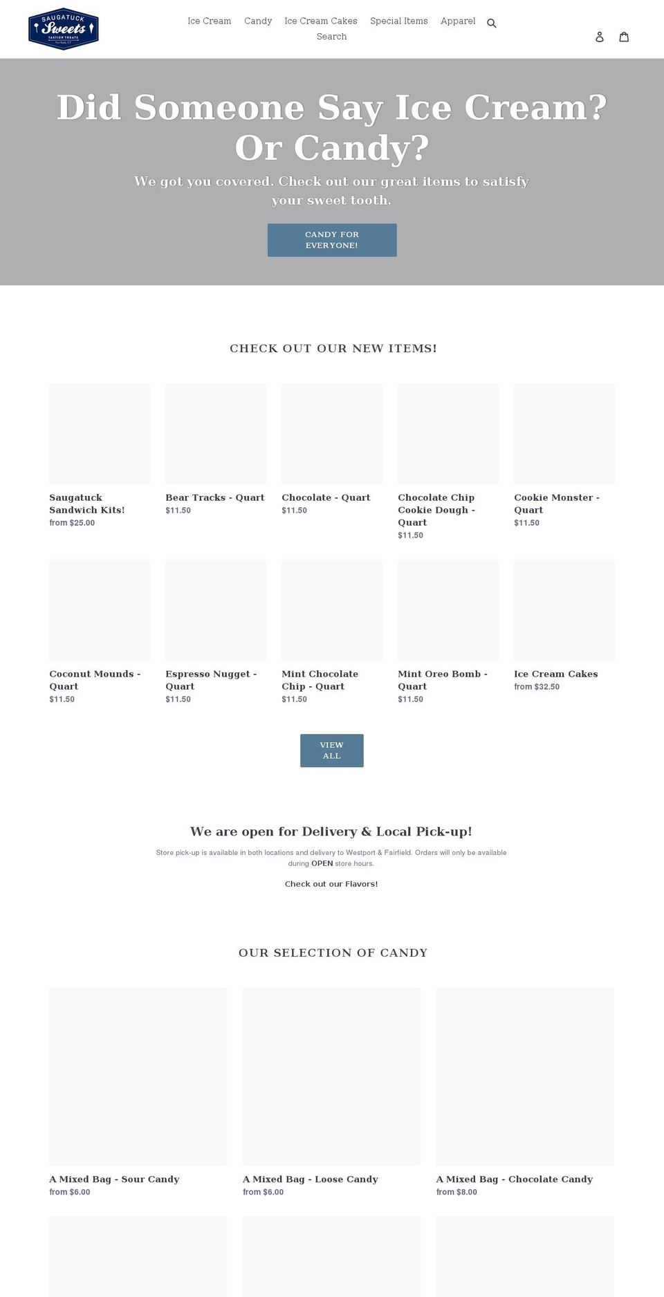 saugatuck-sweets.com shopify website screenshot