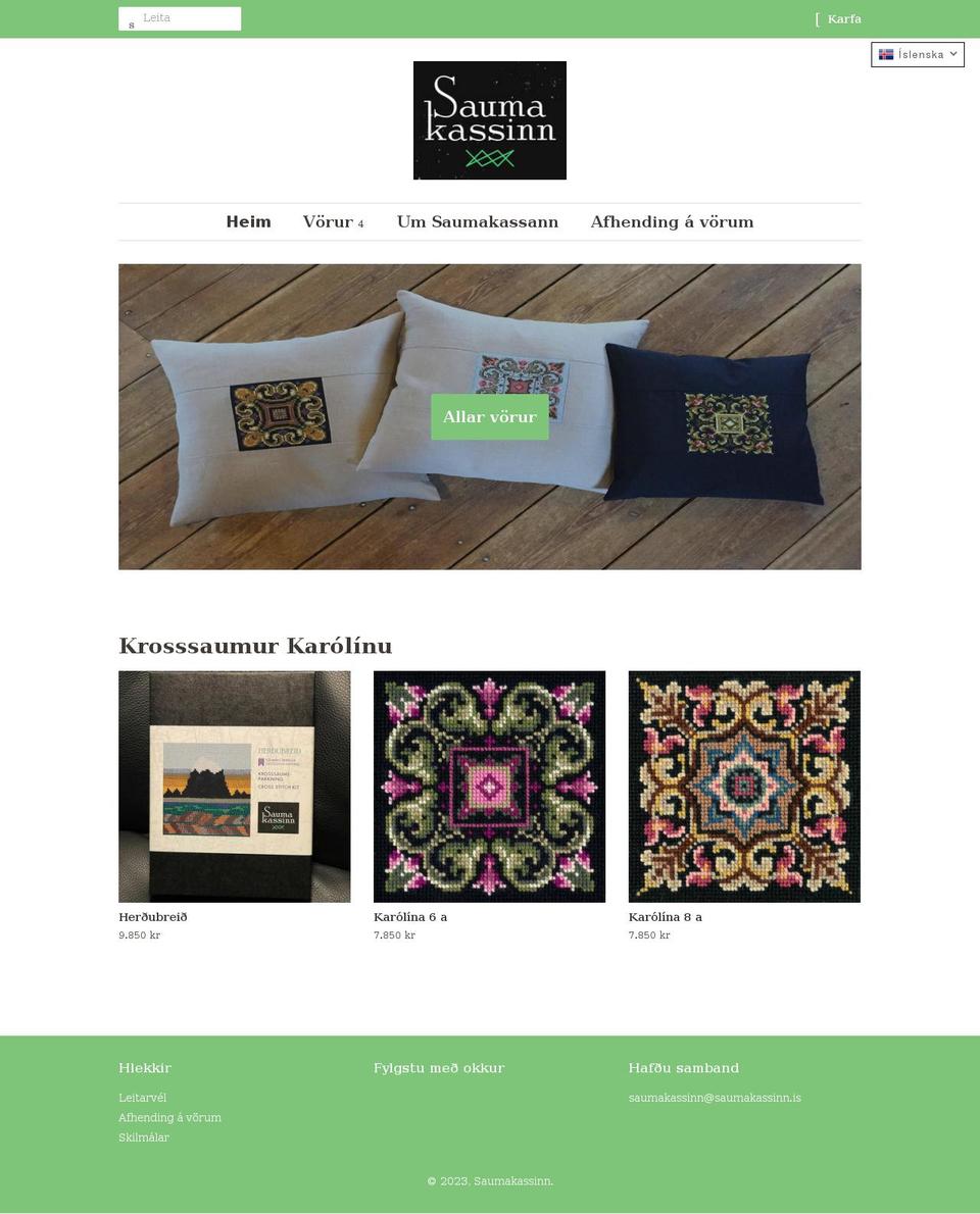 saumakassinn.is shopify website screenshot