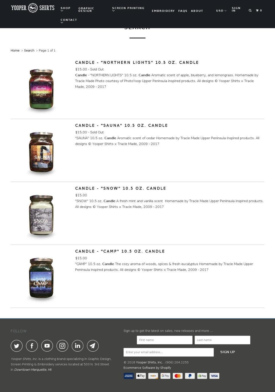 saunacandle.com — Shopify storefront screenshot
