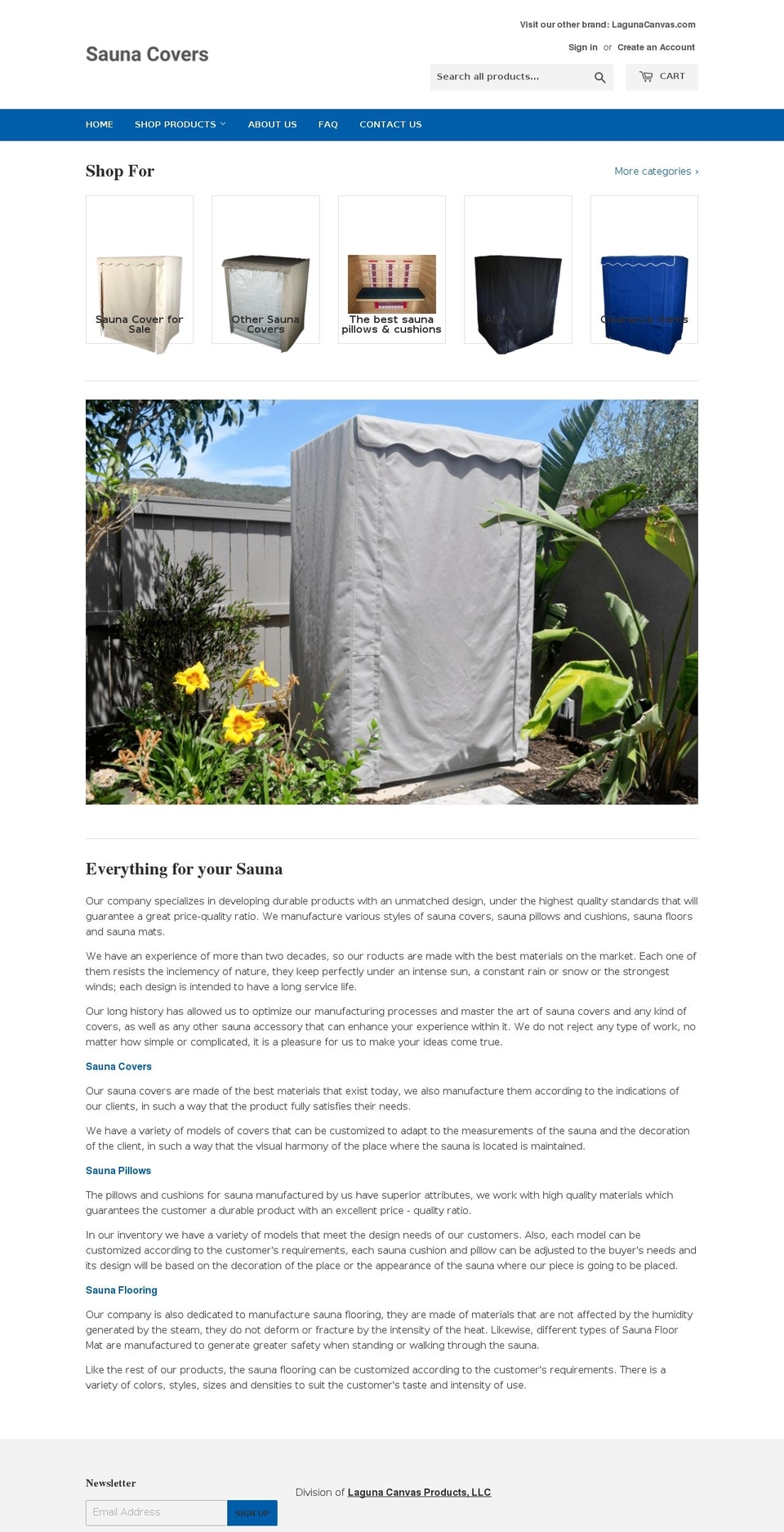 saunacovers.com shopify website screenshot