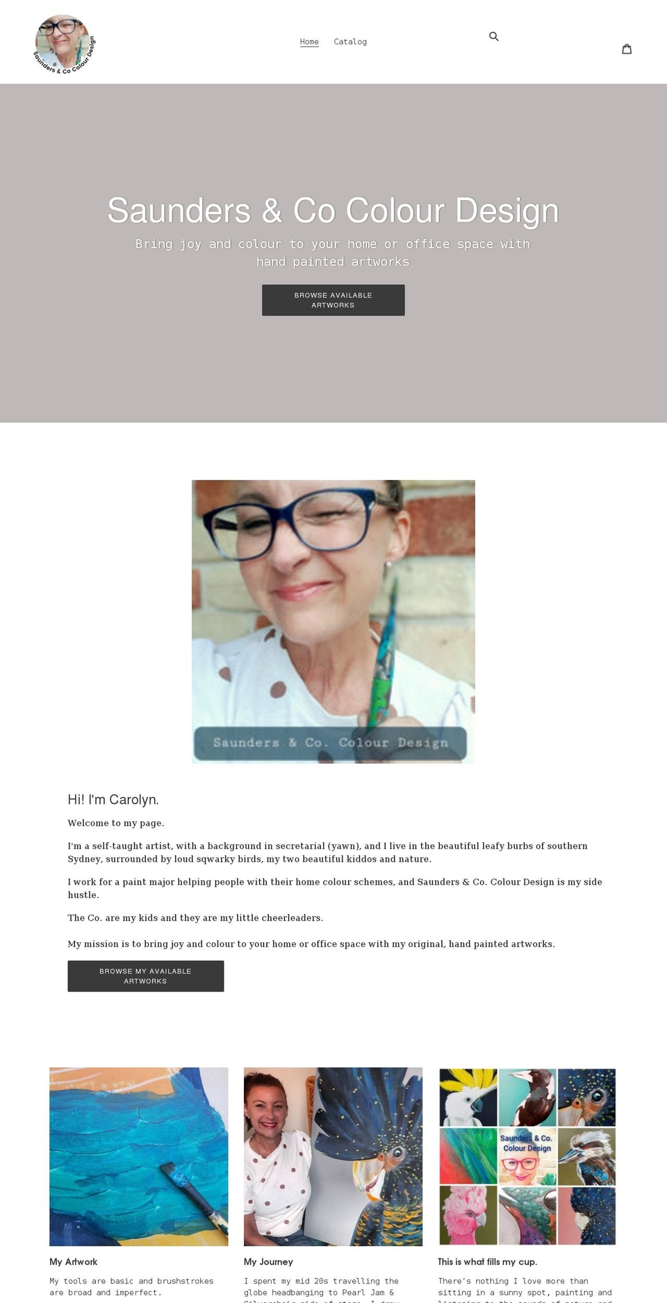 saundersandcocolourdesign.com shopify website screenshot