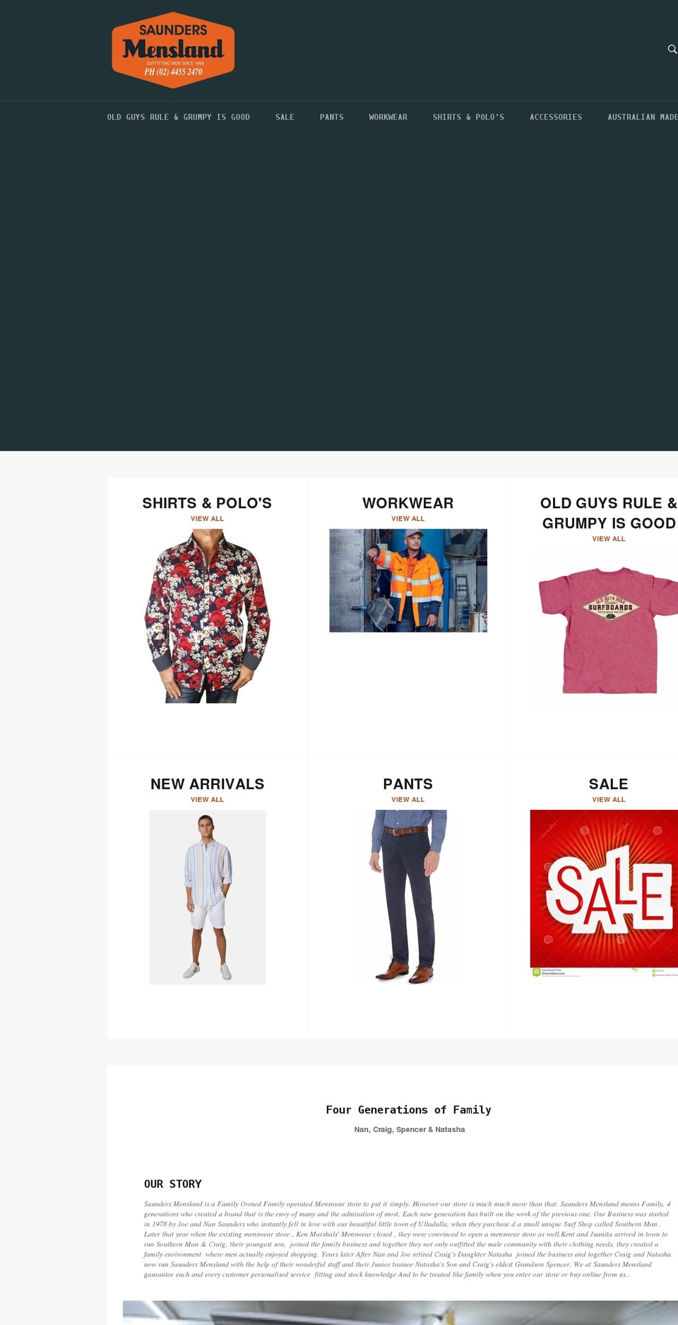 saundersmensland.com shopify website screenshot