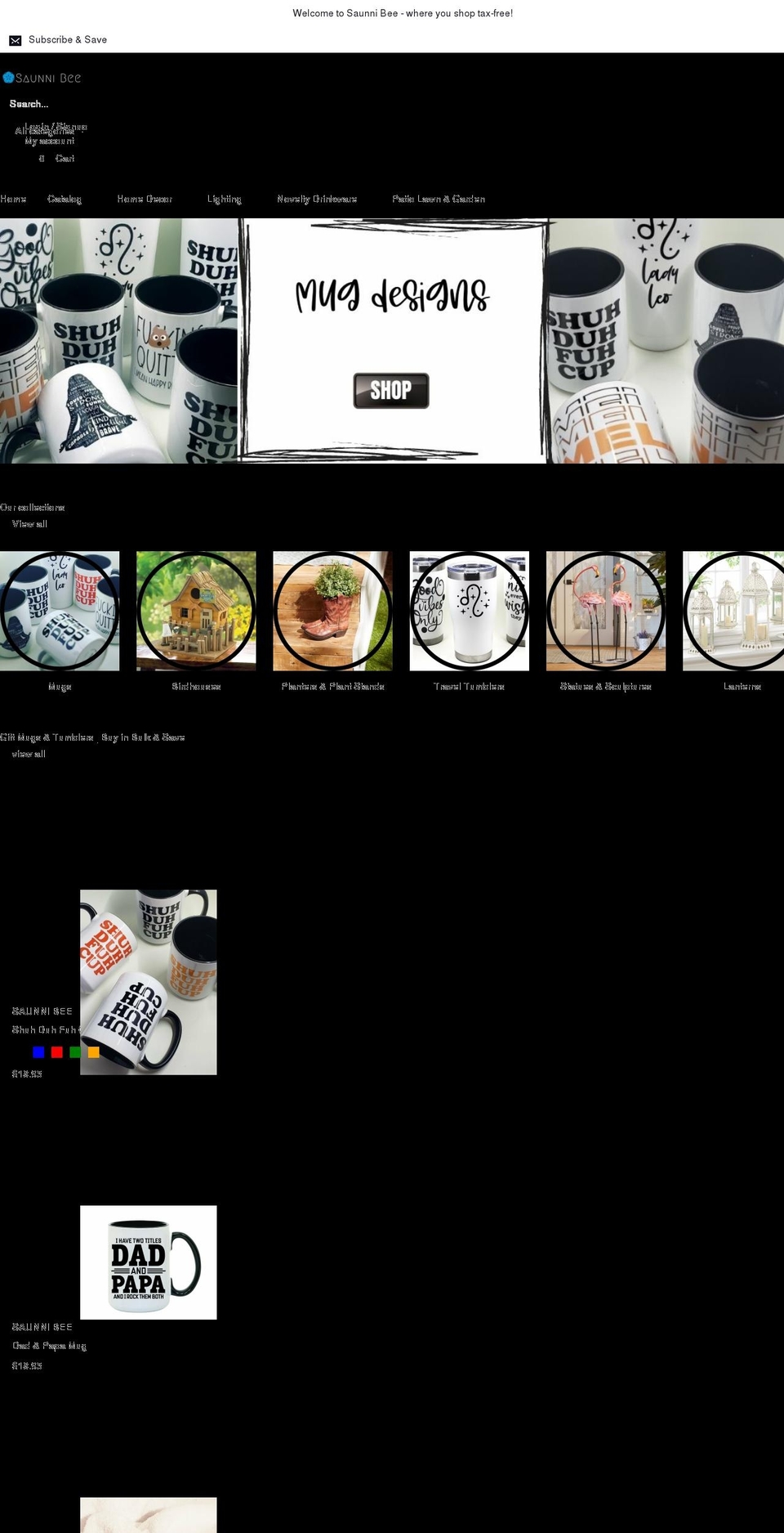 saunnibee.com shopify website screenshot
