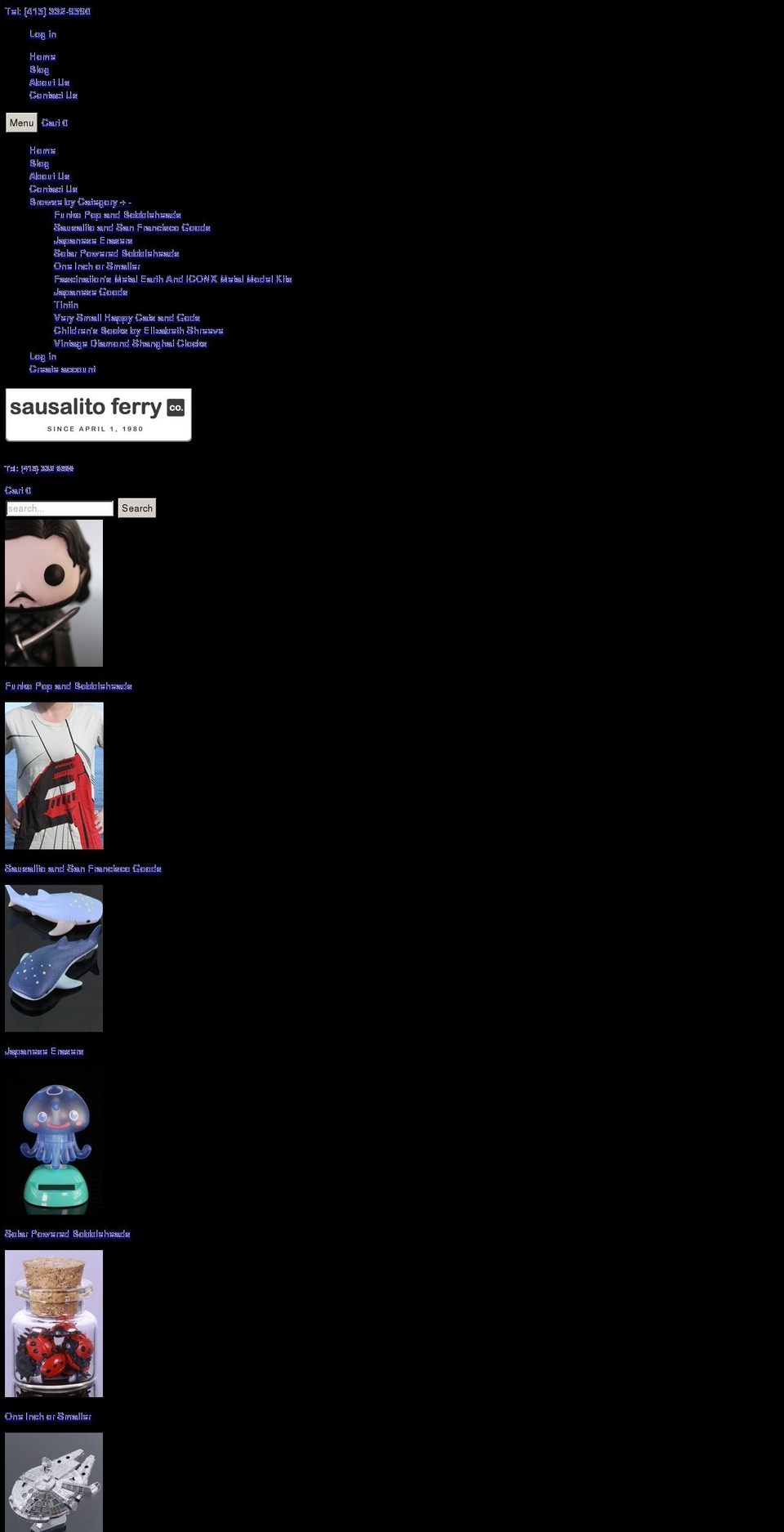 sausalitoferry.com shopify website screenshot