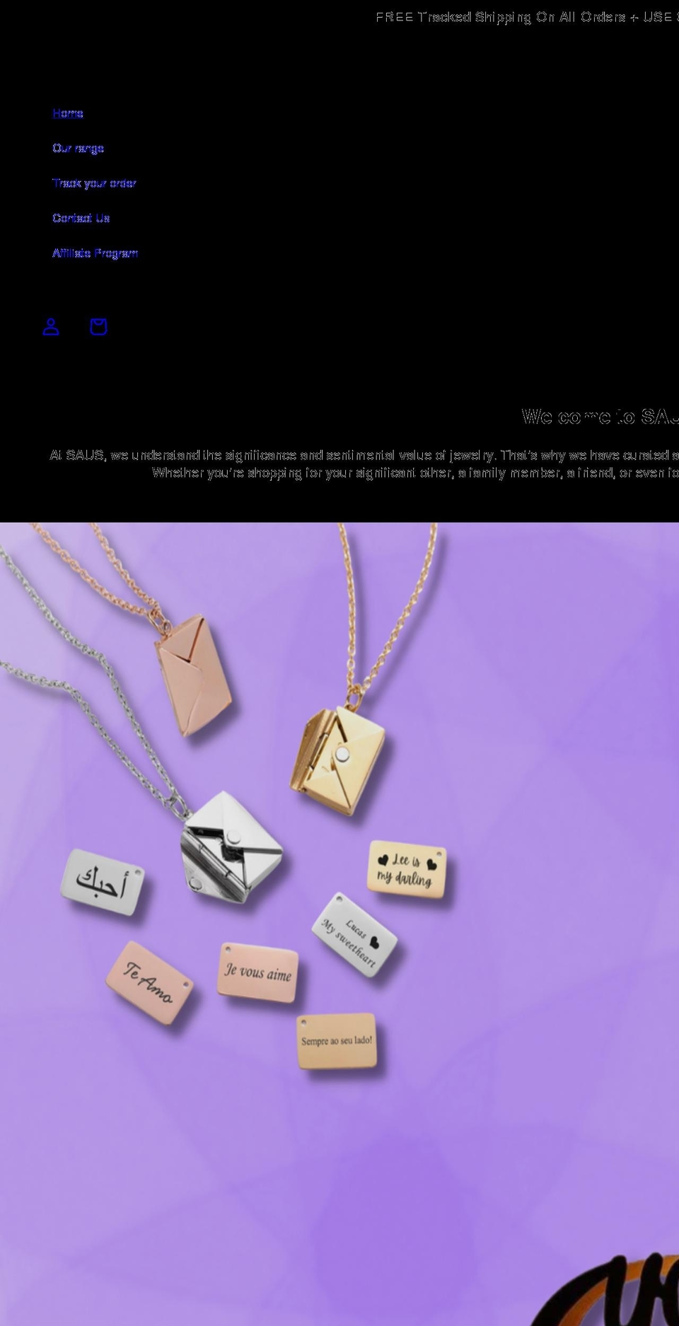 sausjewellery.com shopify website screenshot