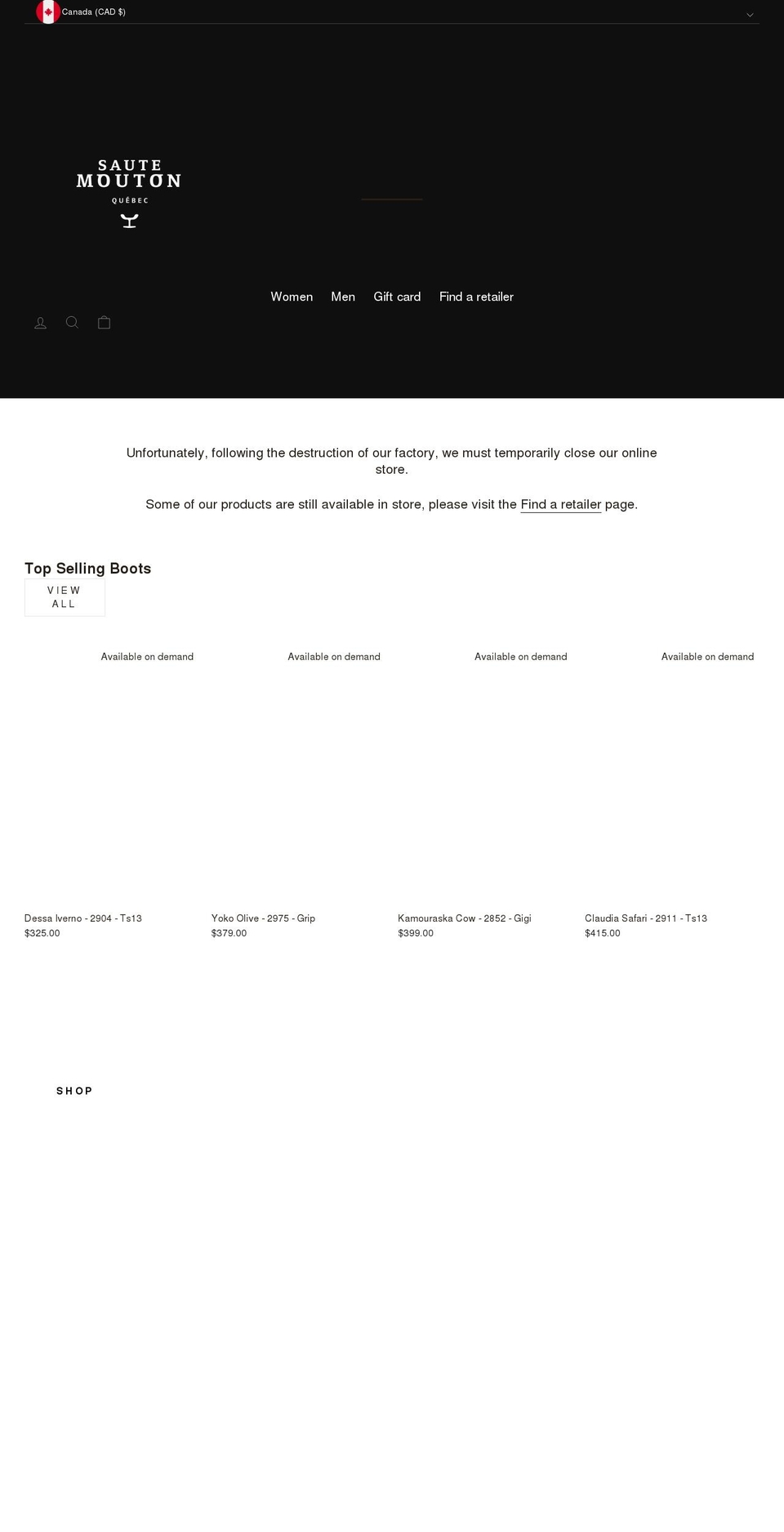 saute-mouton.com shopify website screenshot