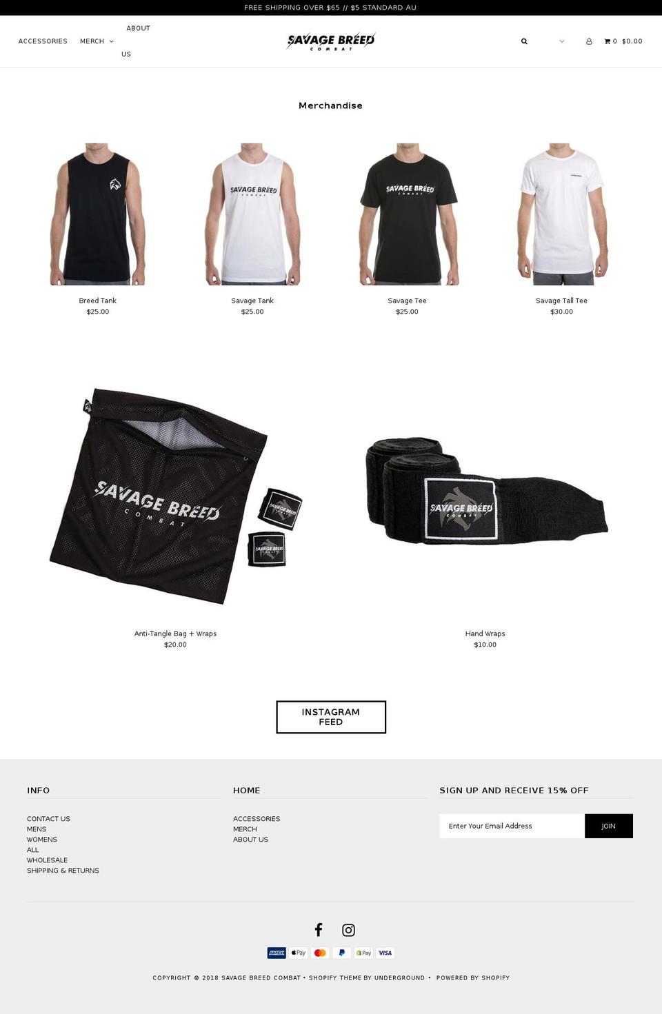 savage-breed-combat.myshopify.com shopify website screenshot