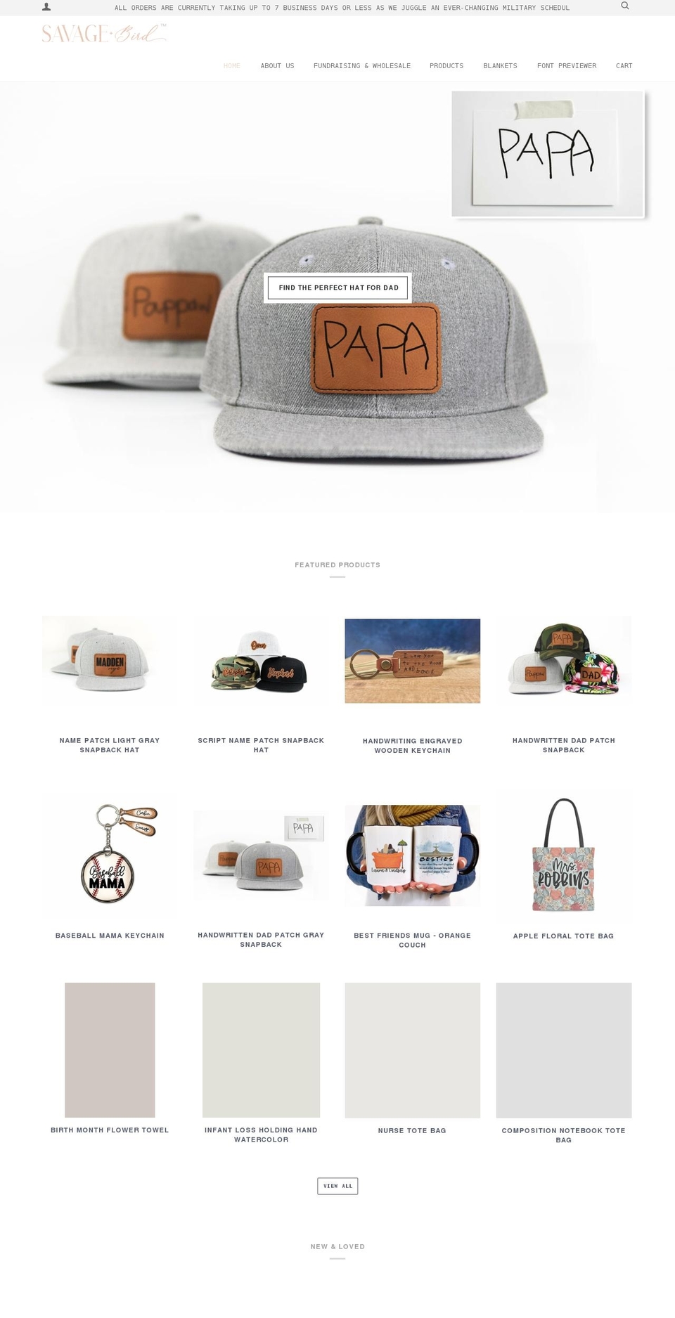 savageandbird.com shopify website screenshot
