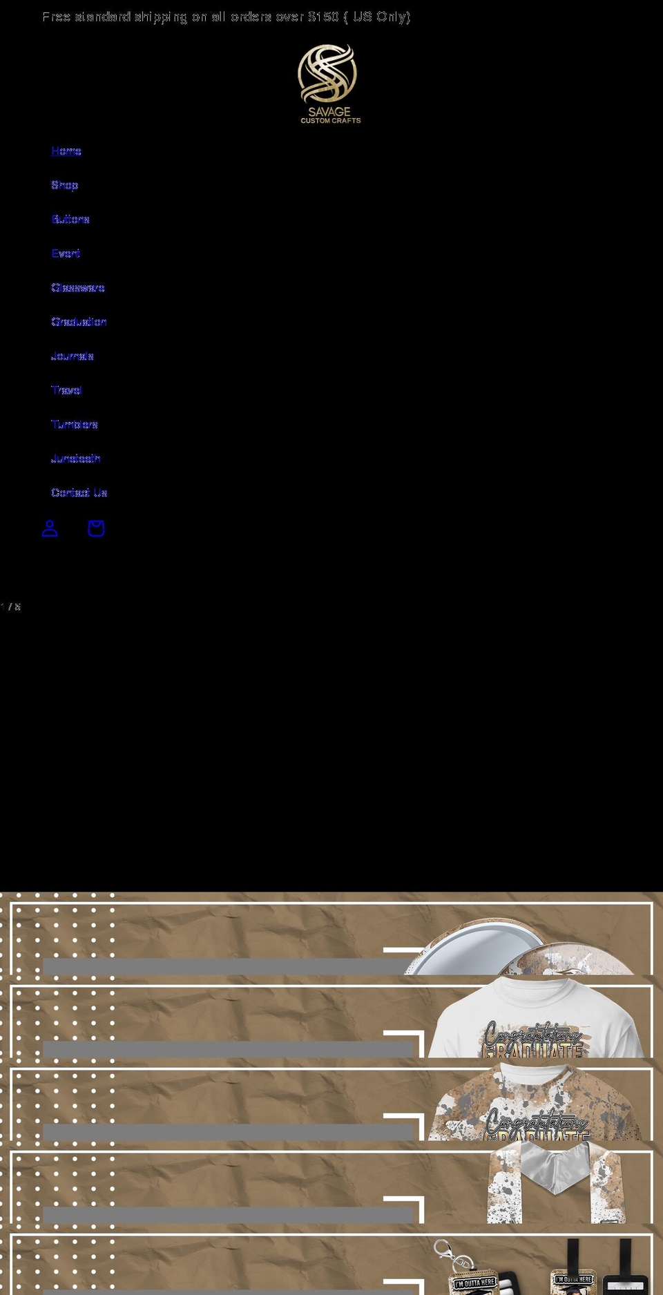 savagecustomcrafts.com shopify website screenshot