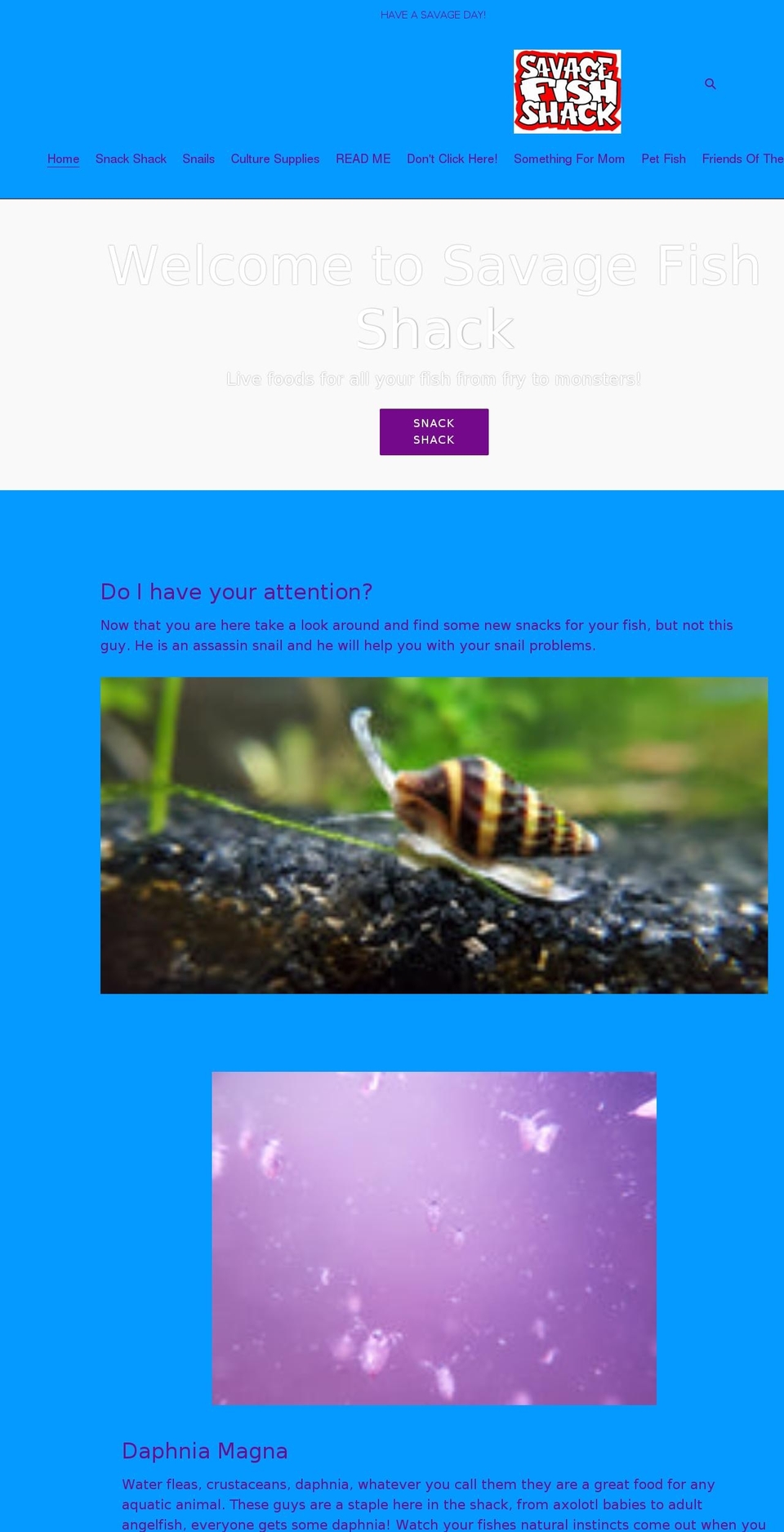 savagefishshack.com shopify website screenshot