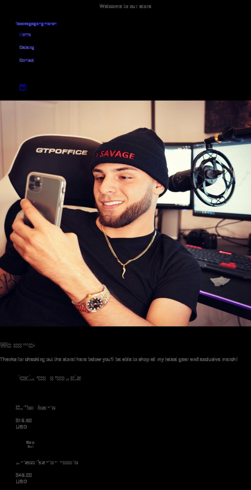 savagegangmerch.com shopify website screenshot