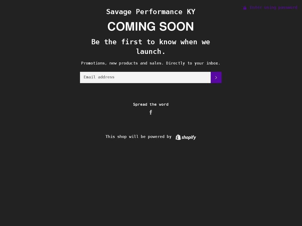 savageperformanceky.com shopify website screenshot