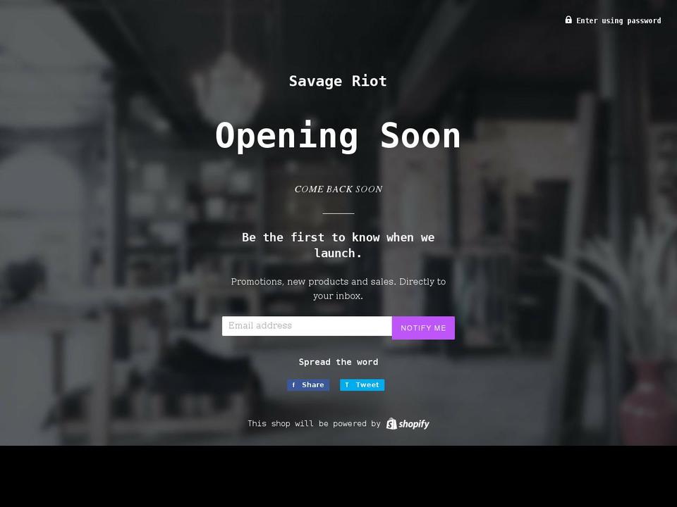 savageriot.com shopify website screenshot