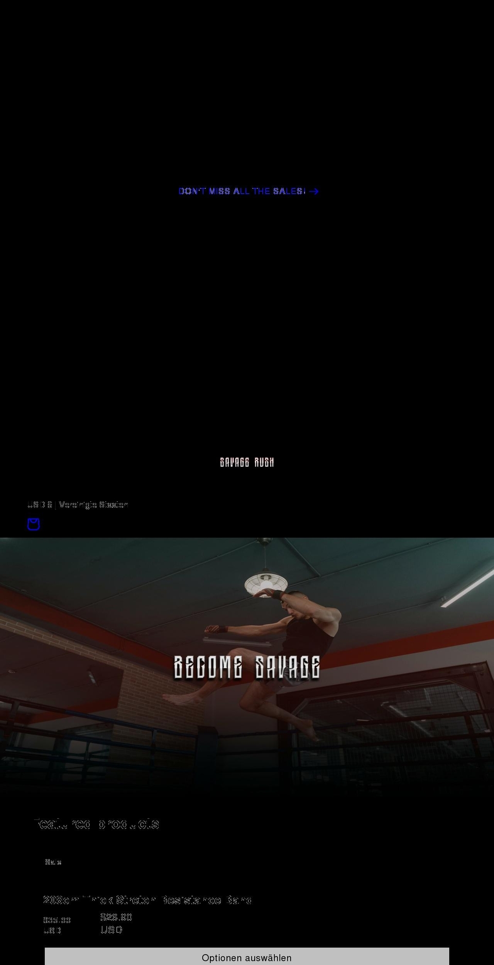 savagerush.com shopify website screenshot