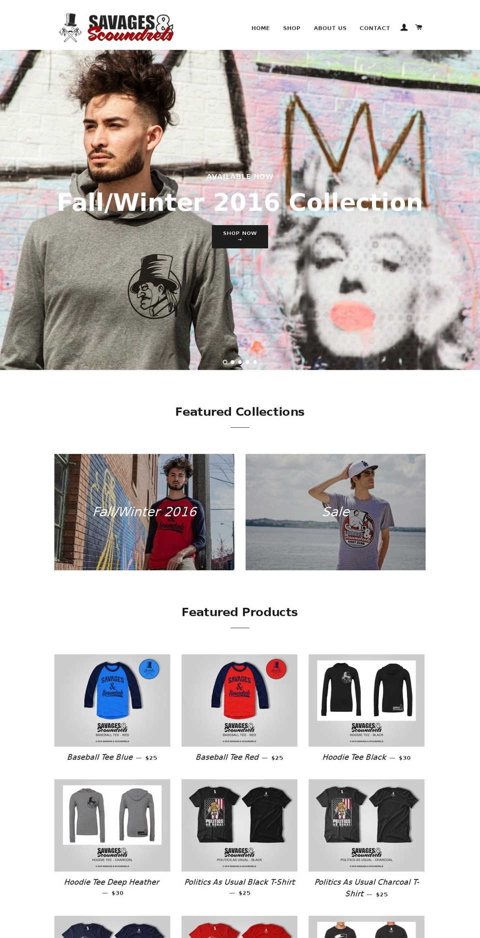 savagesnscoundrels.com shopify website screenshot