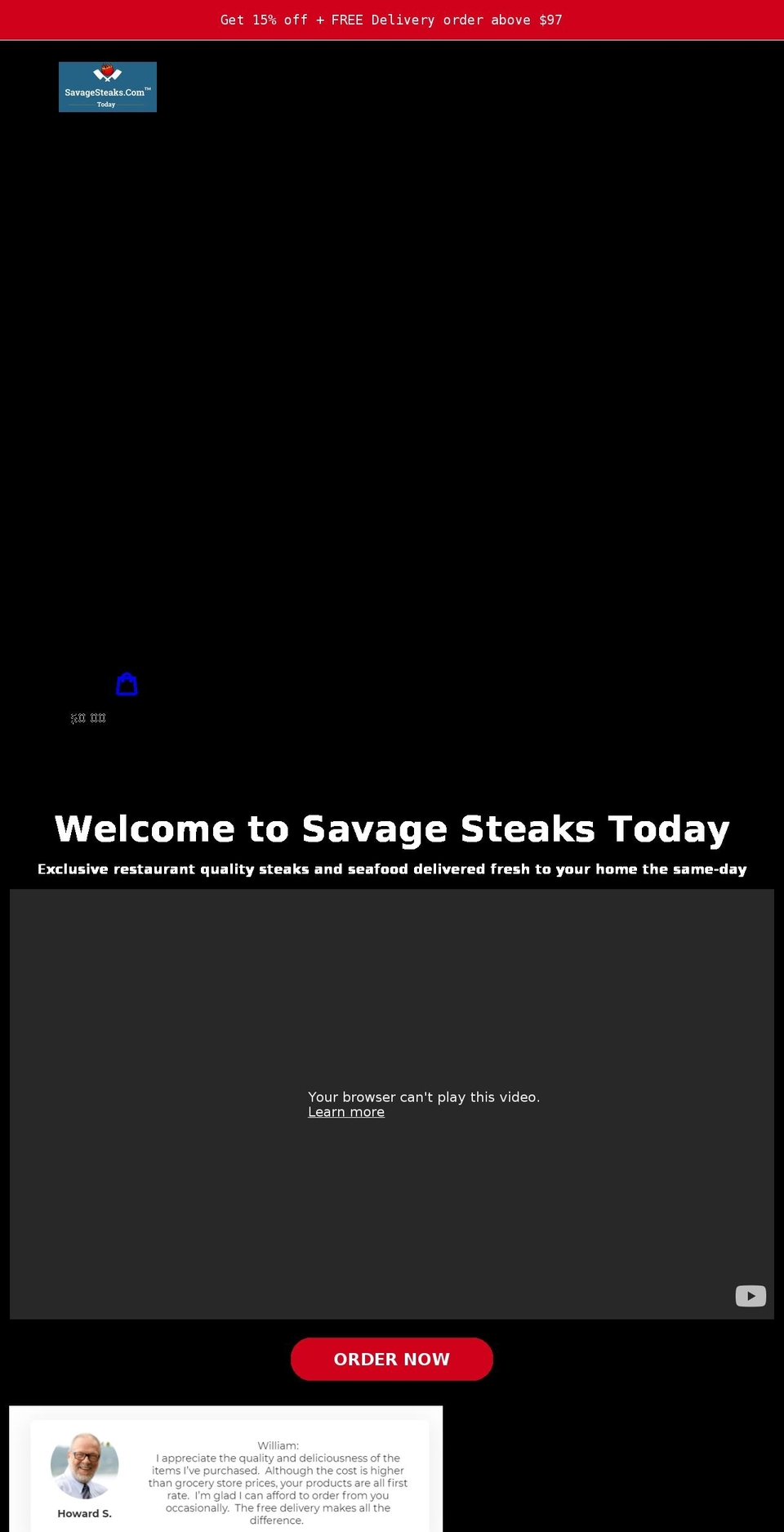 savagesteakstoday.com shopify website screenshot