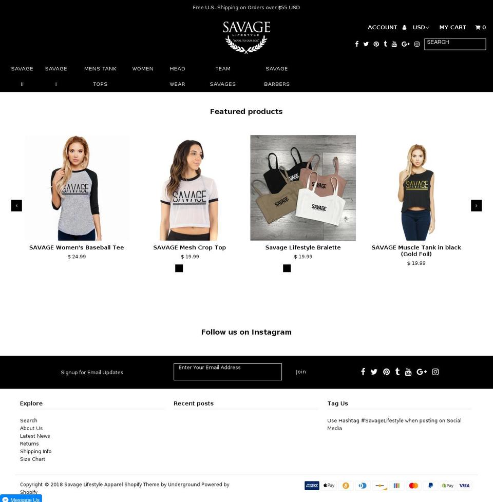 savagestores.com shopify website screenshot
